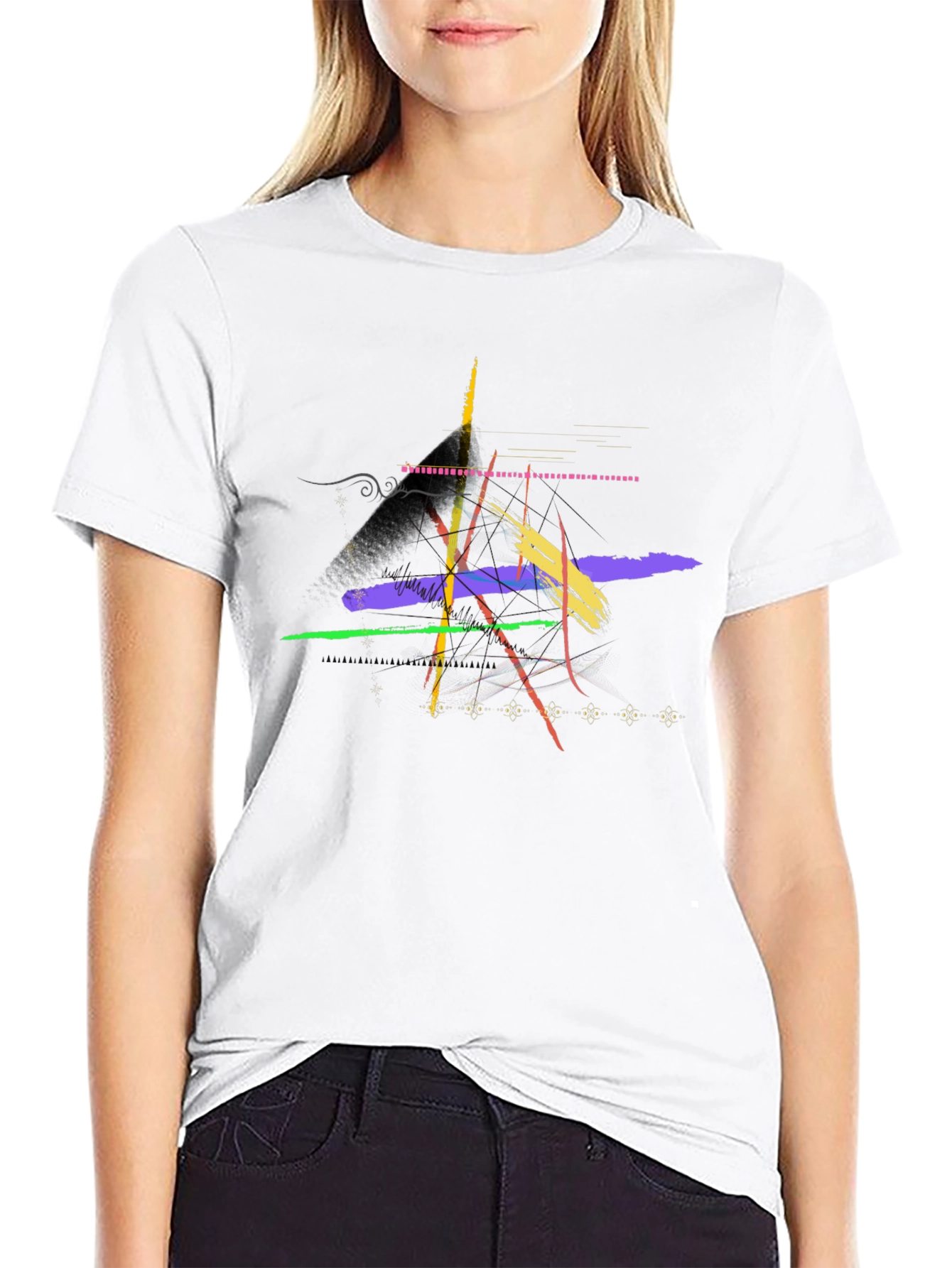 Abstract Brushstroke Graphic Black T-Shirt