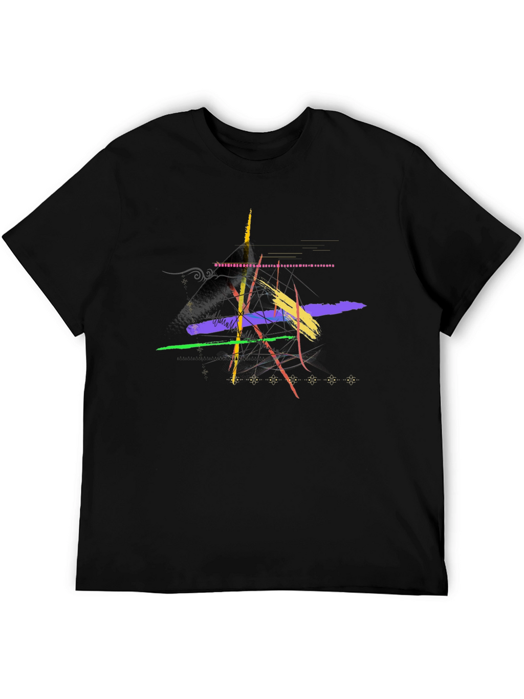 Abstract Brushstroke Graphic Black T-Shirt
