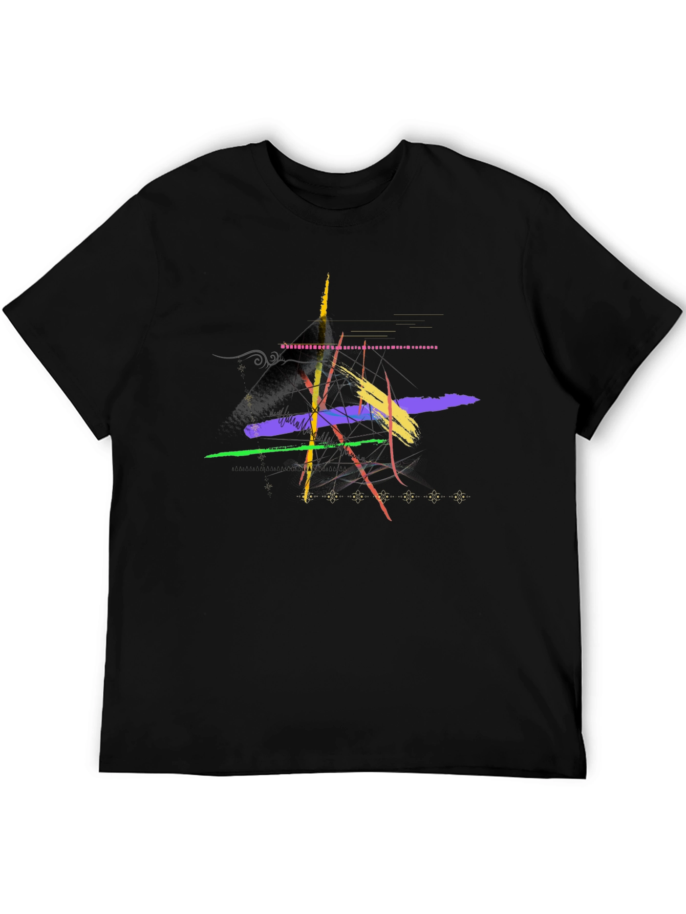 Abstract Brushstroke Graphic Black T-Shirt