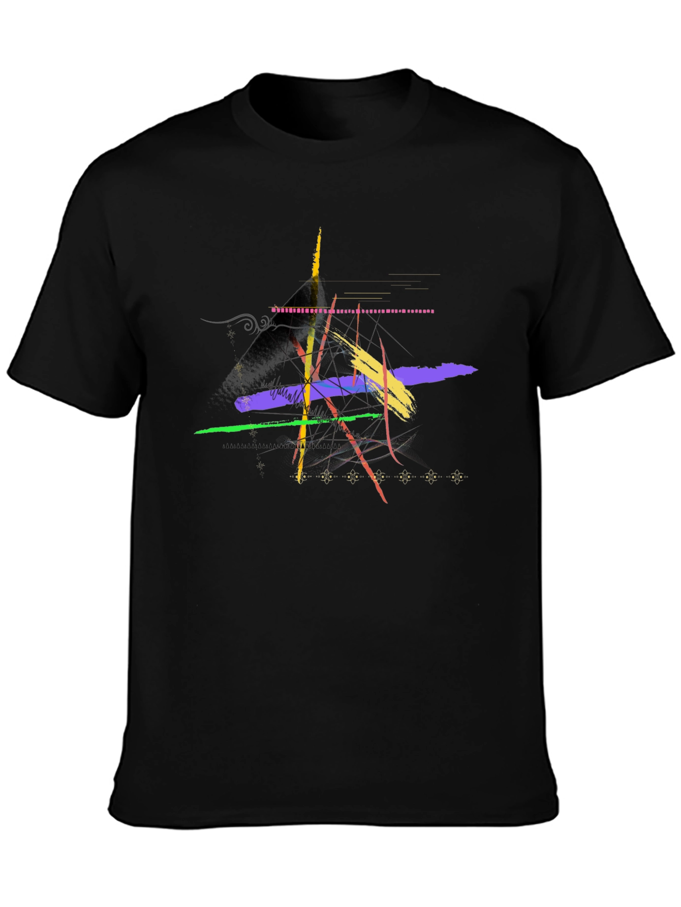Abstract Brushstroke Graphic Black T-Shirt