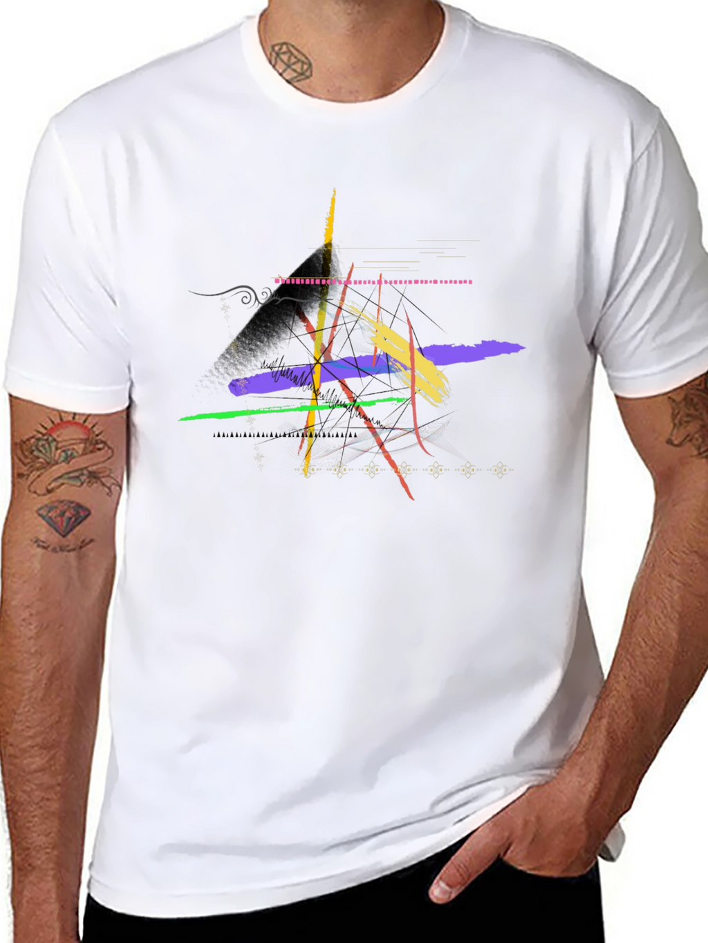 Abstract Brushstroke Graphic Black T-Shirt