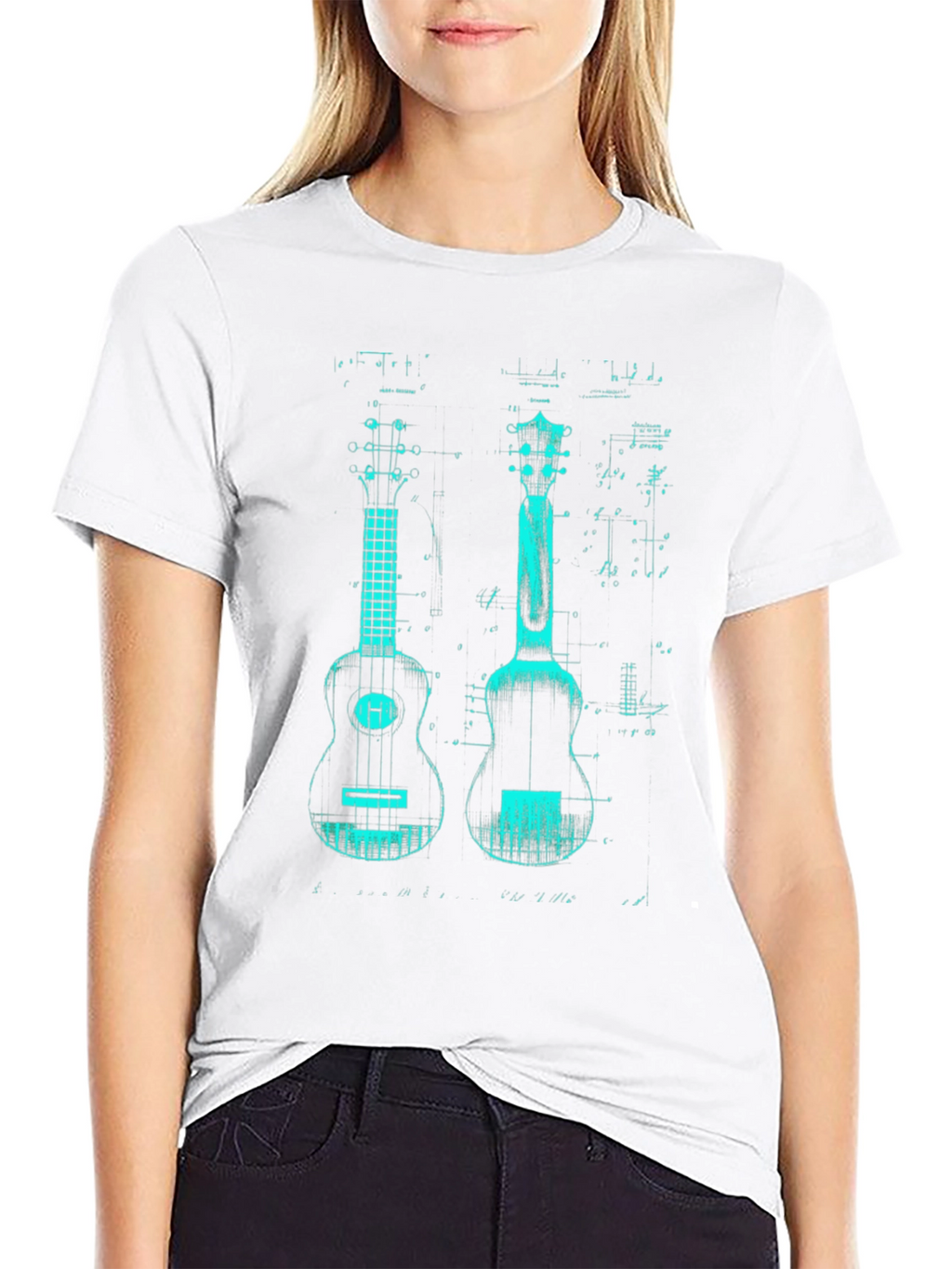 Ukulele Blueprint Graphic T-Shirt