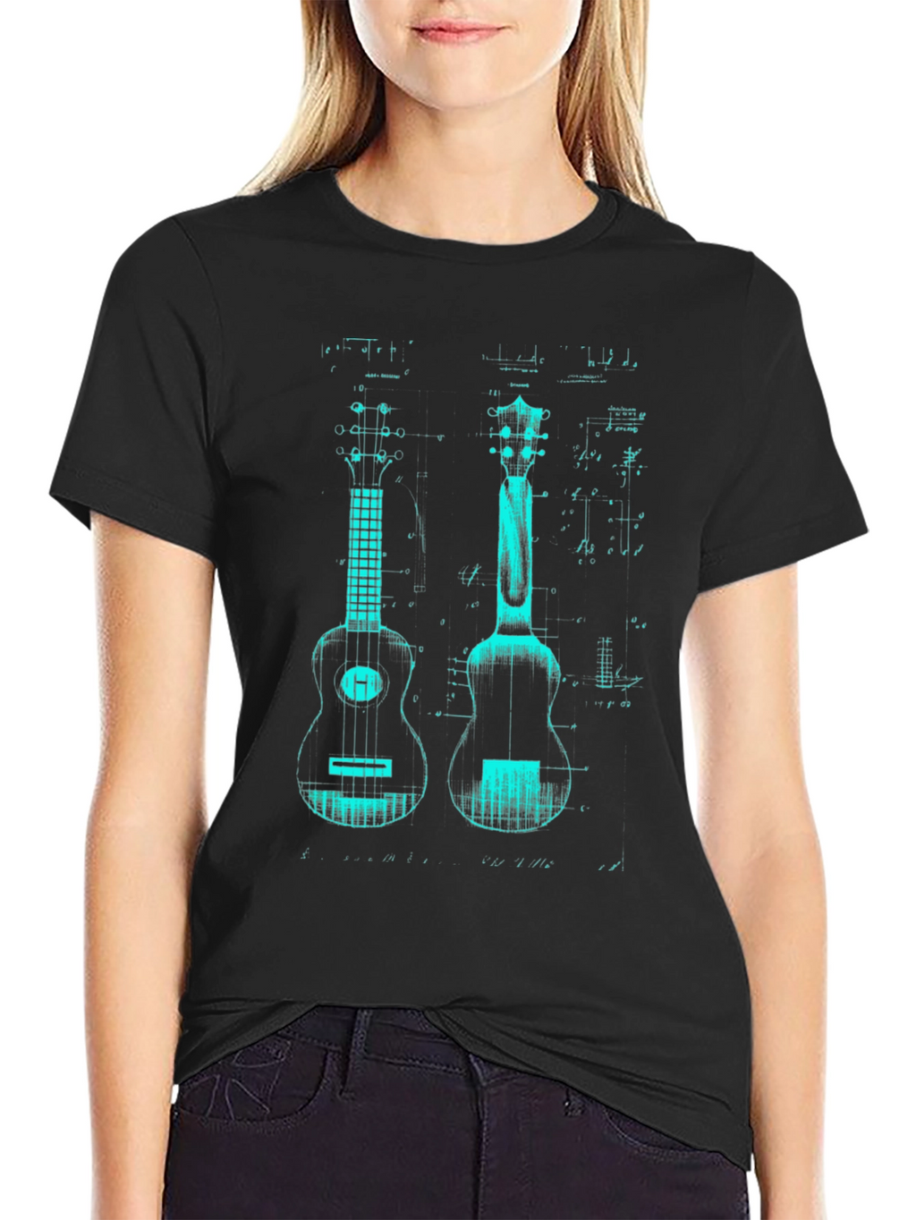 Ukulele Blueprint Graphic T-Shirt