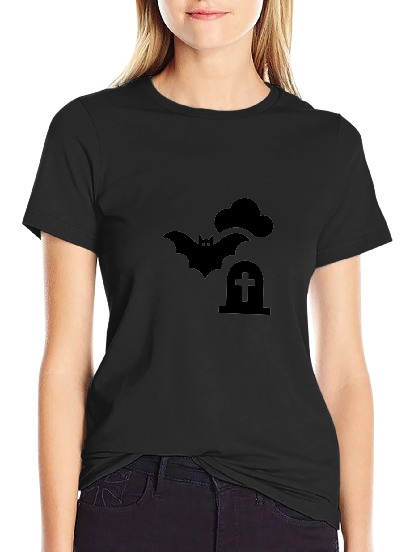 Spooky Bat Tombstone T-Shirt - Halloween Graphic Tee