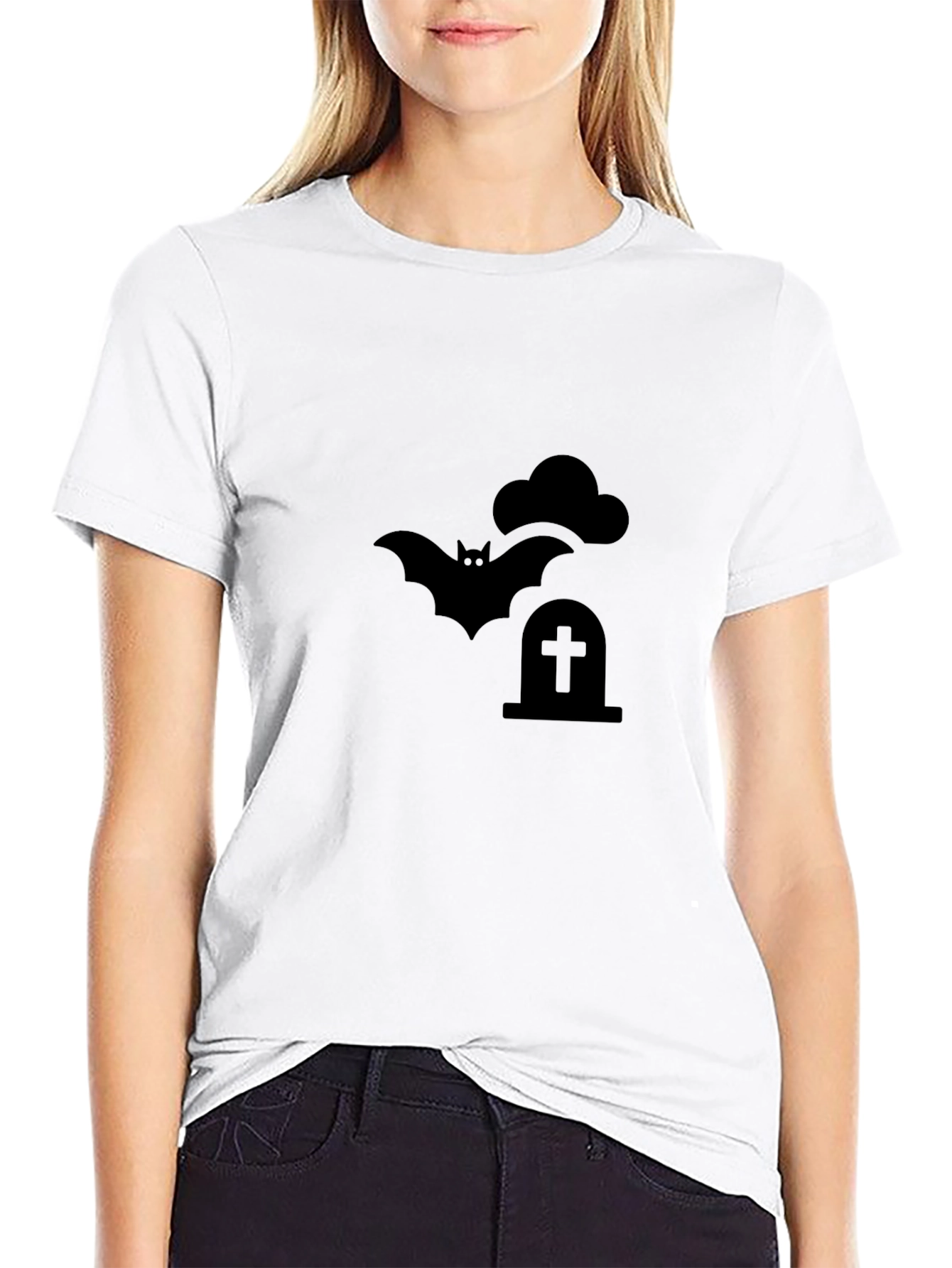 Spooky Bat Tombstone T-Shirt - Halloween Graphic Tee