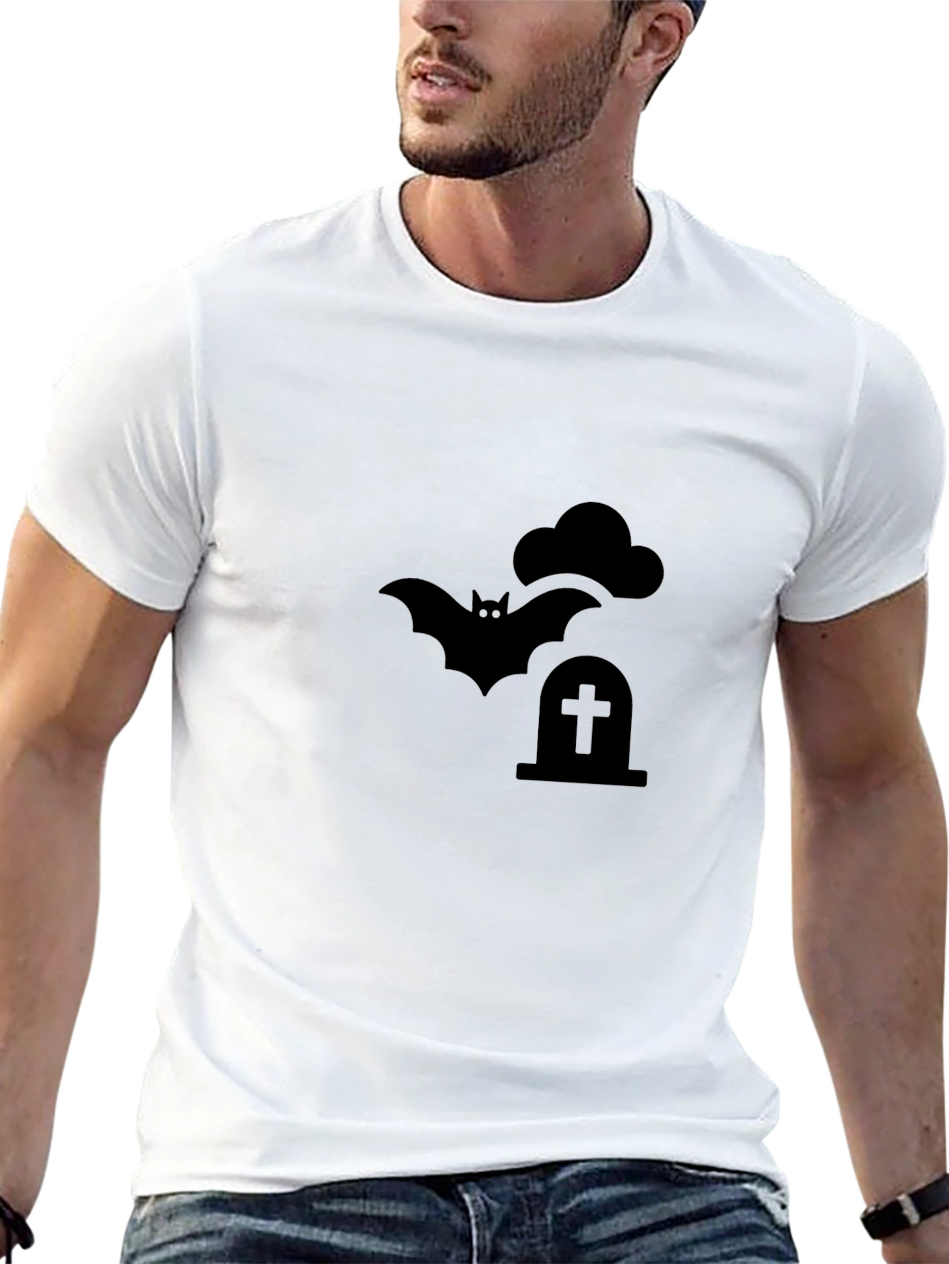 Spooky Bat Tombstone T-Shirt - Halloween Graphic Tee