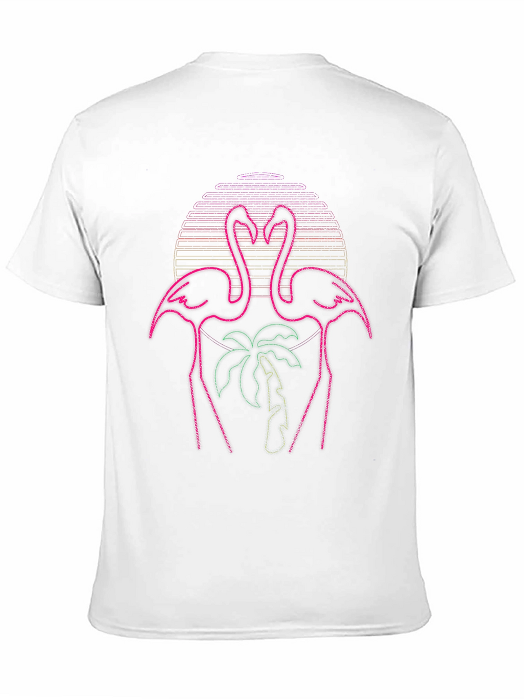 Neon Flamingo Palm Tree Graphic Tee - Black