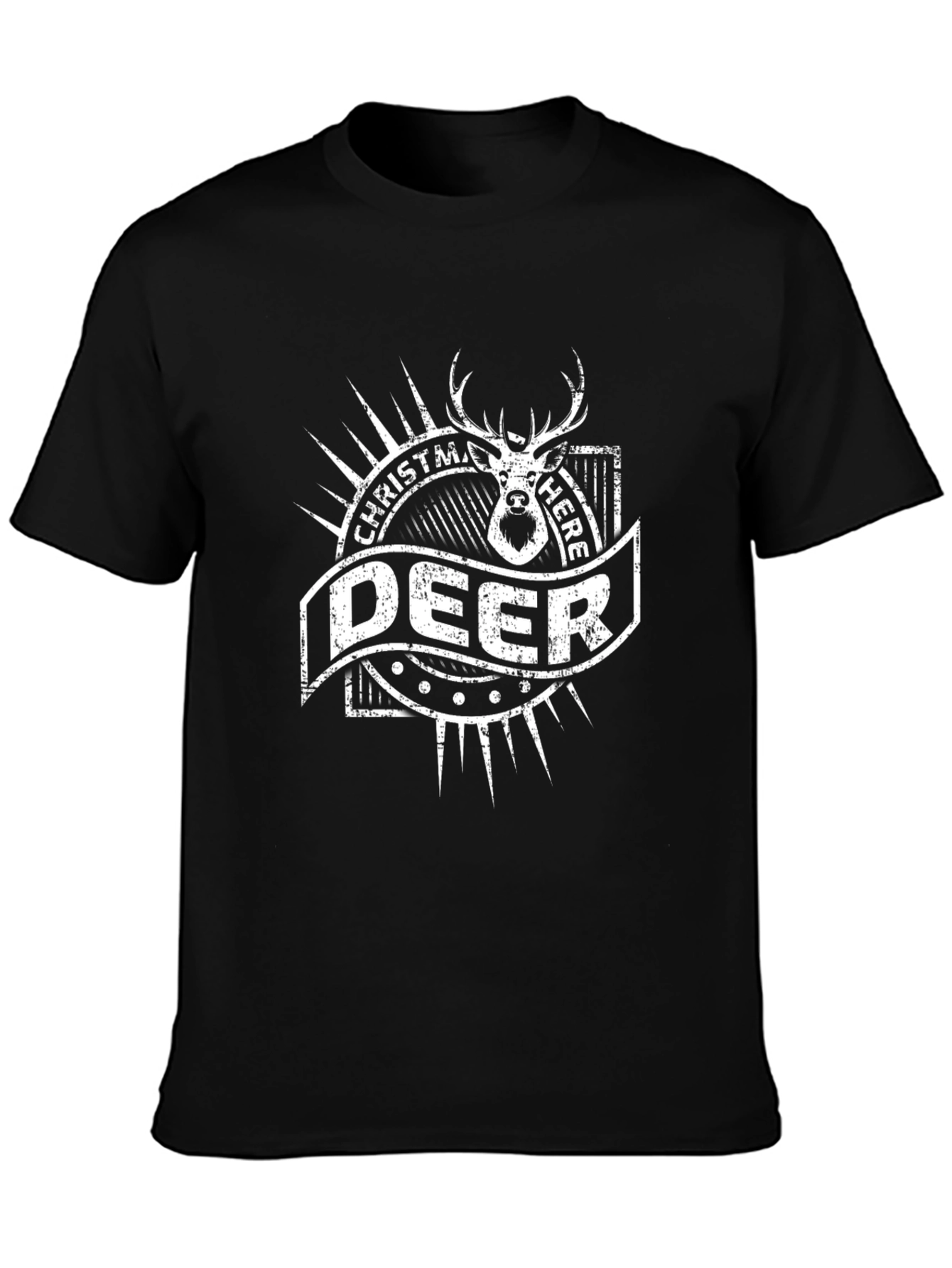 Christmas Deer Here T-Shirt - Holiday Graphic Tee