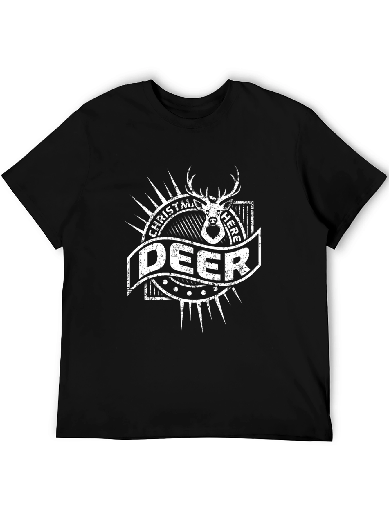 Christmas Deer Here T-Shirt - Holiday Graphic Tee
