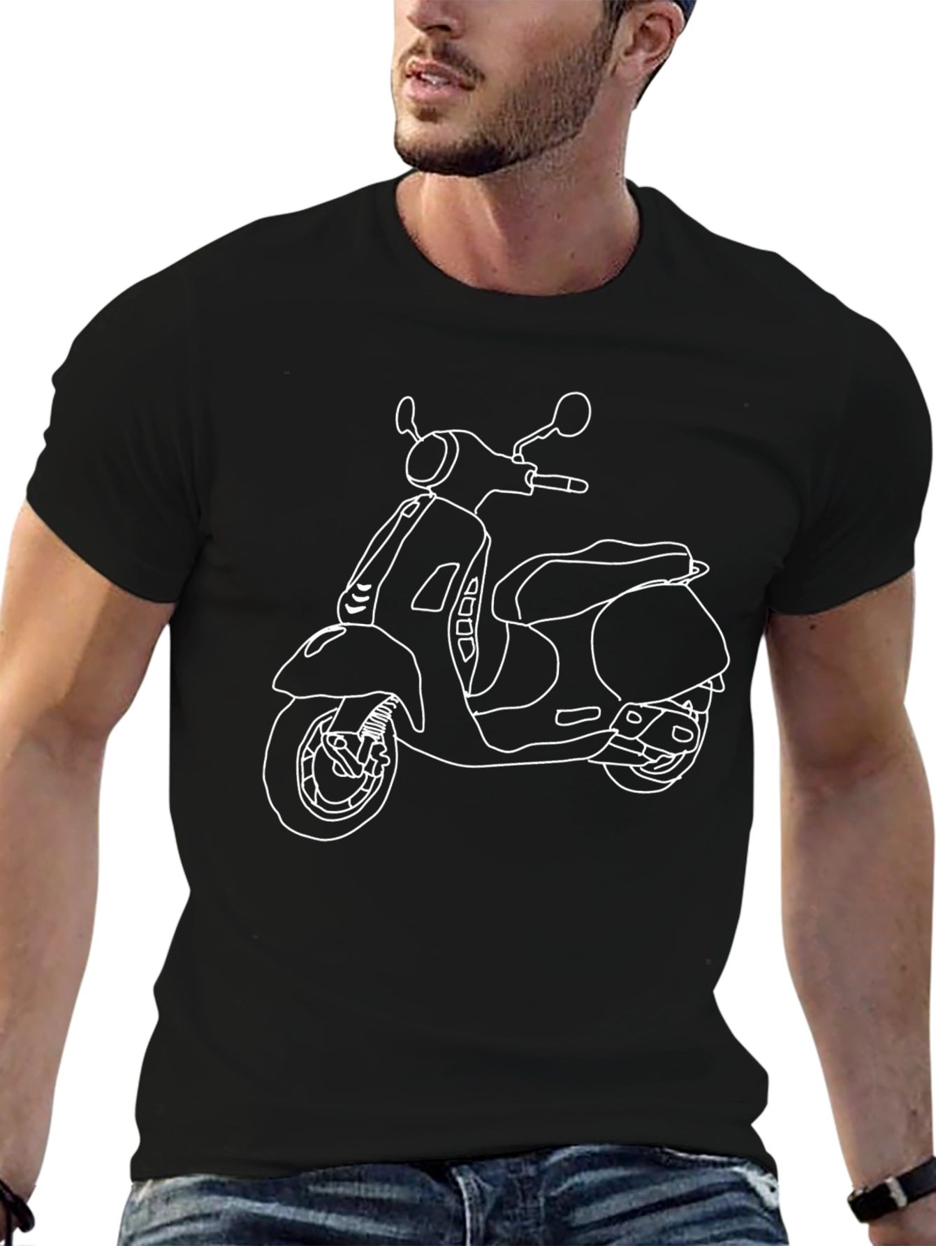 Stylish Black T-Shirt with Vespa Graphic Print
