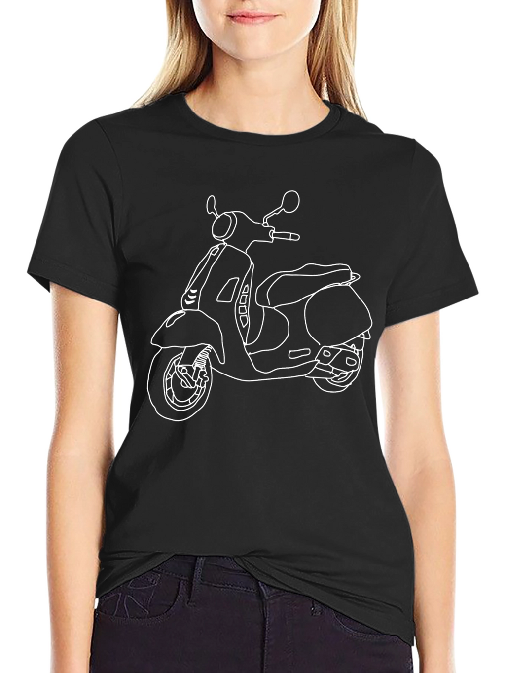 Stylish Black T-Shirt with Vespa Graphic Print