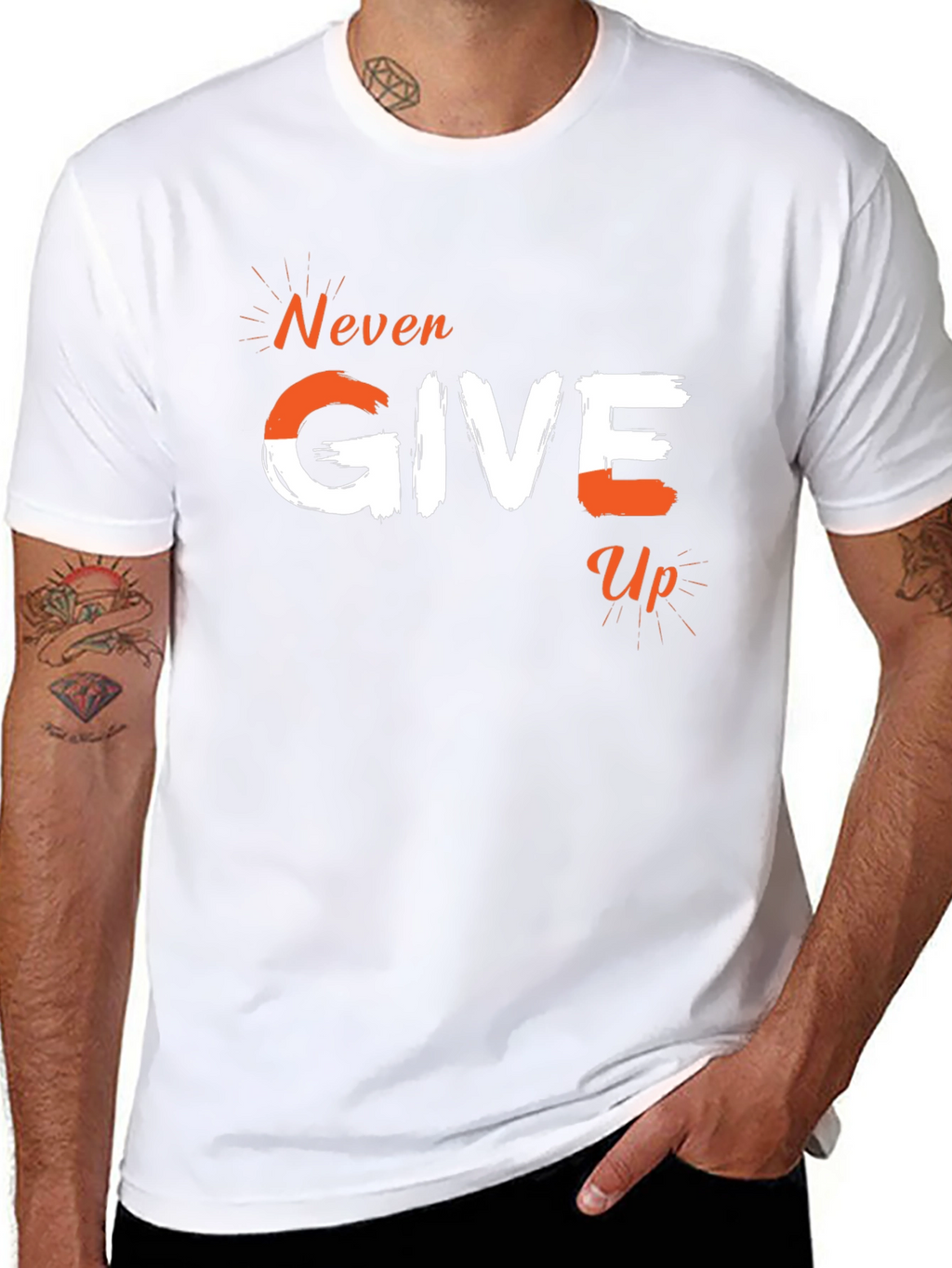 Never Give Up Graphic Tee - Motivational T-Shirt