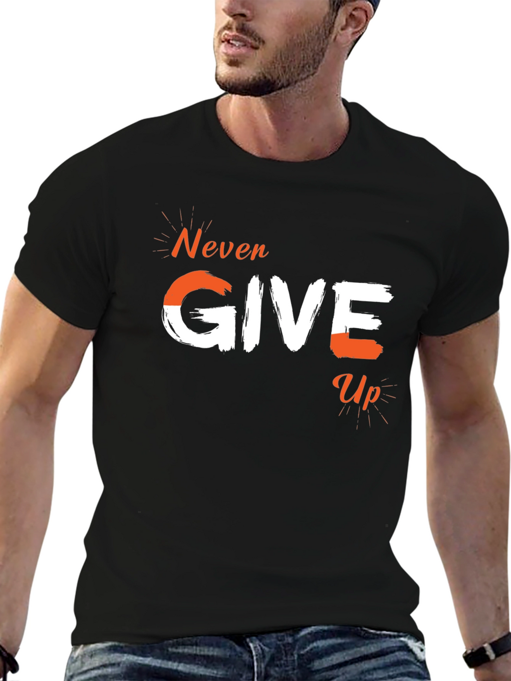 Never Give Up Graphic Tee - Motivational T-Shirt