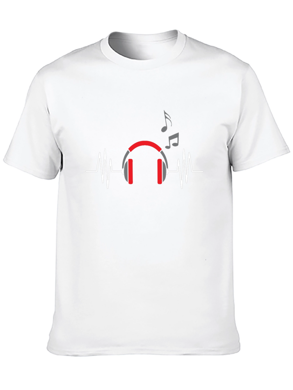 Music Lover T-Shirt - Headphones and Heartbeat Design