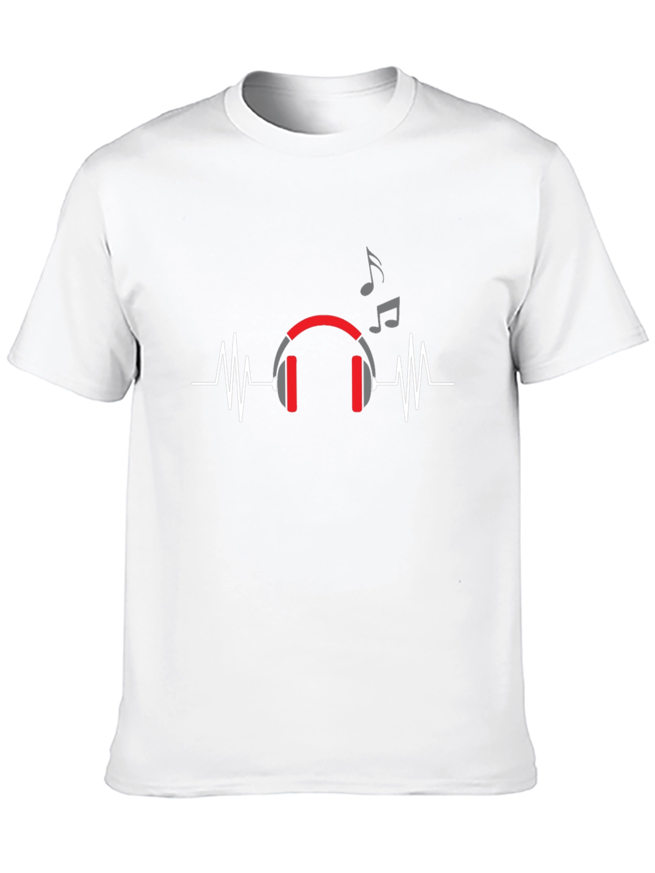 Music Lover T-Shirt - Headphones and Heartbeat Design