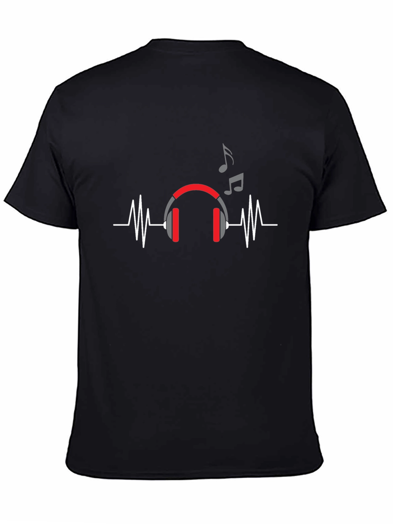 Music Lover T-Shirt - Headphones and Heartbeat Design