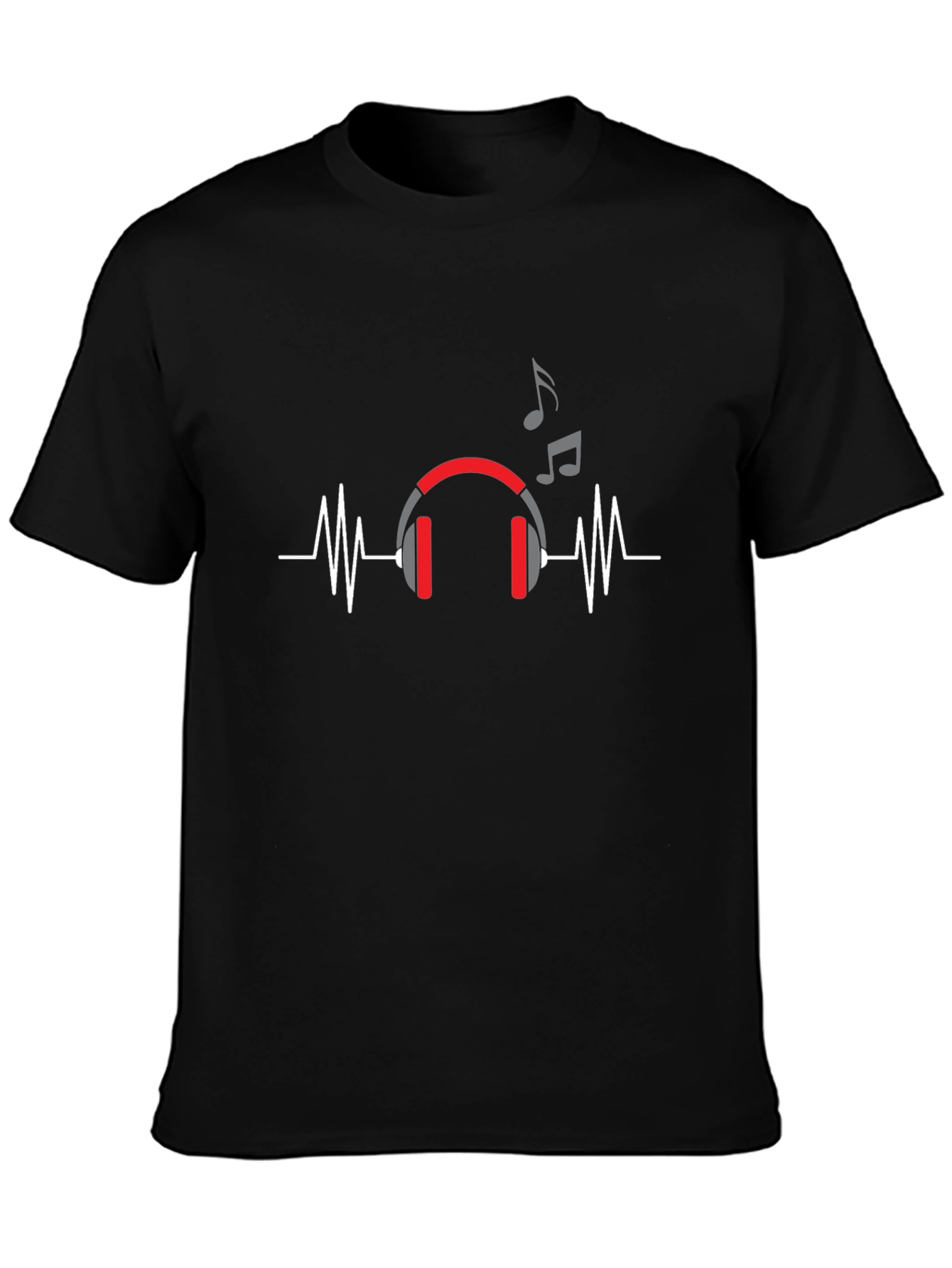 Music Lover T-Shirt - Headphones and Heartbeat Design