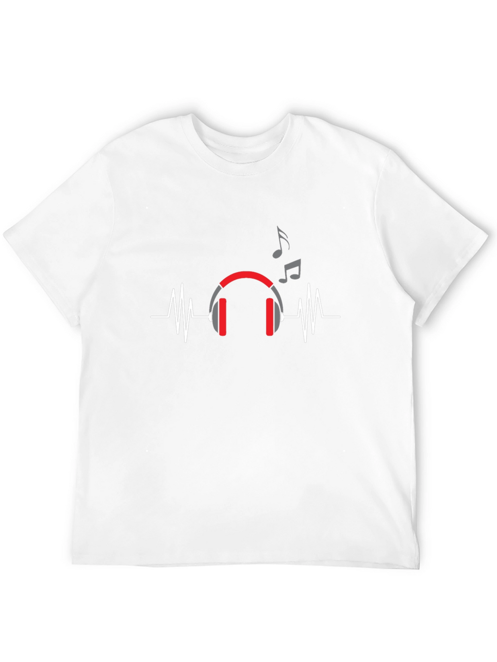 Music Lover T-Shirt - Headphones and Heartbeat Design