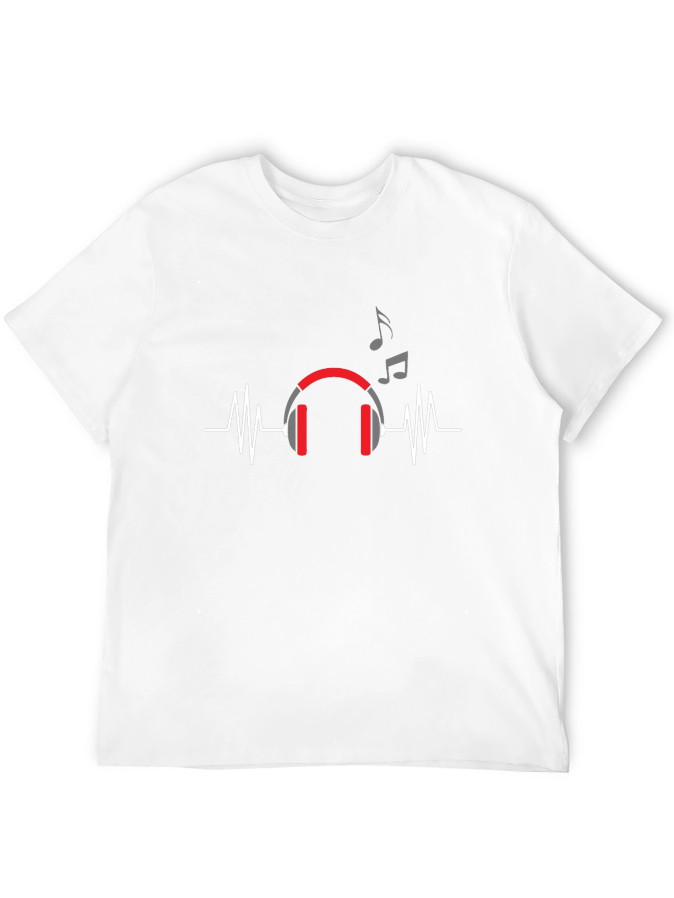 Music Lover T-Shirt - Headphones and Heartbeat Design