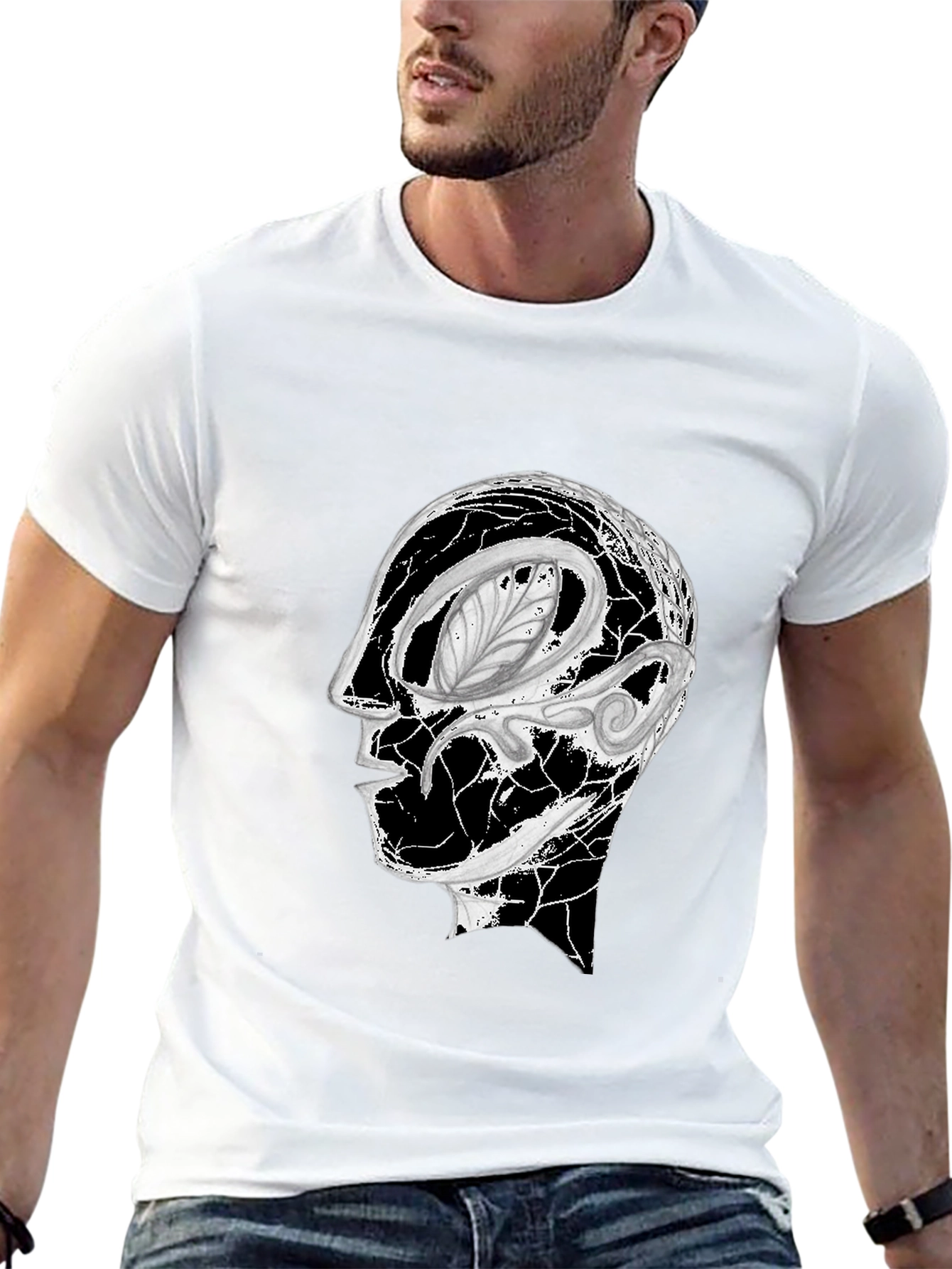 Abstract Head Graphic Black Tee
