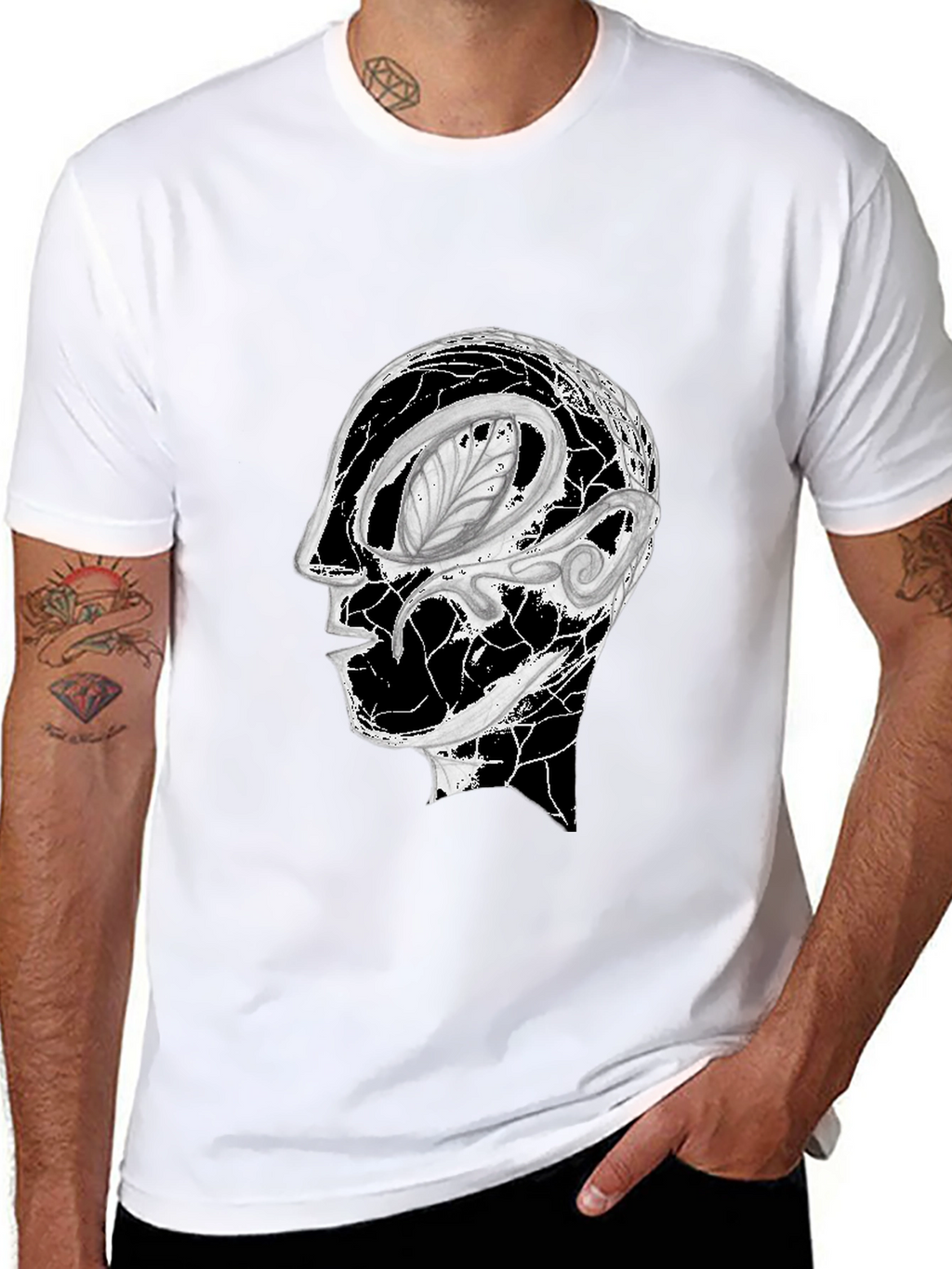 Abstract Head Graphic Black Tee