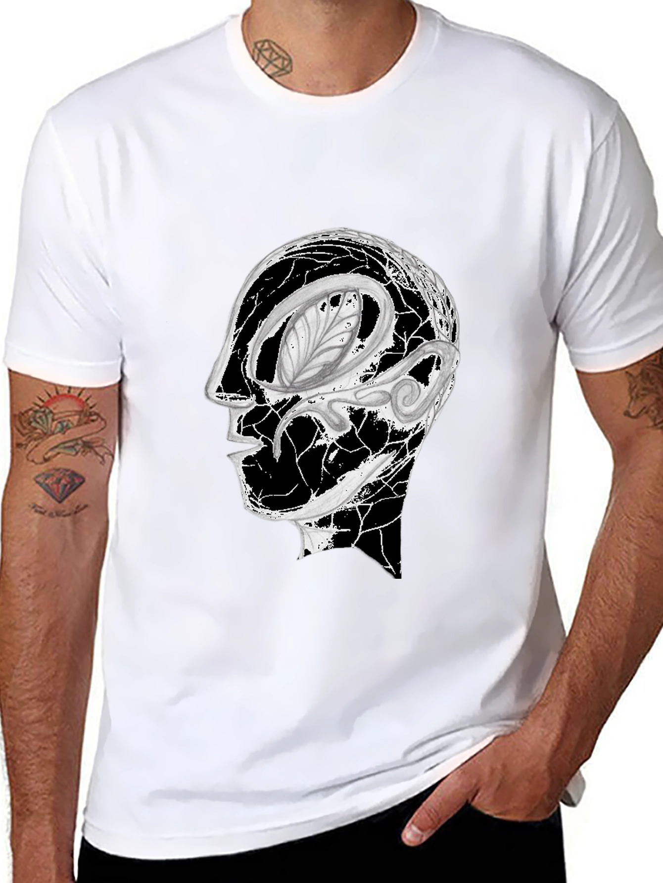 Abstract Head Graphic Black Tee