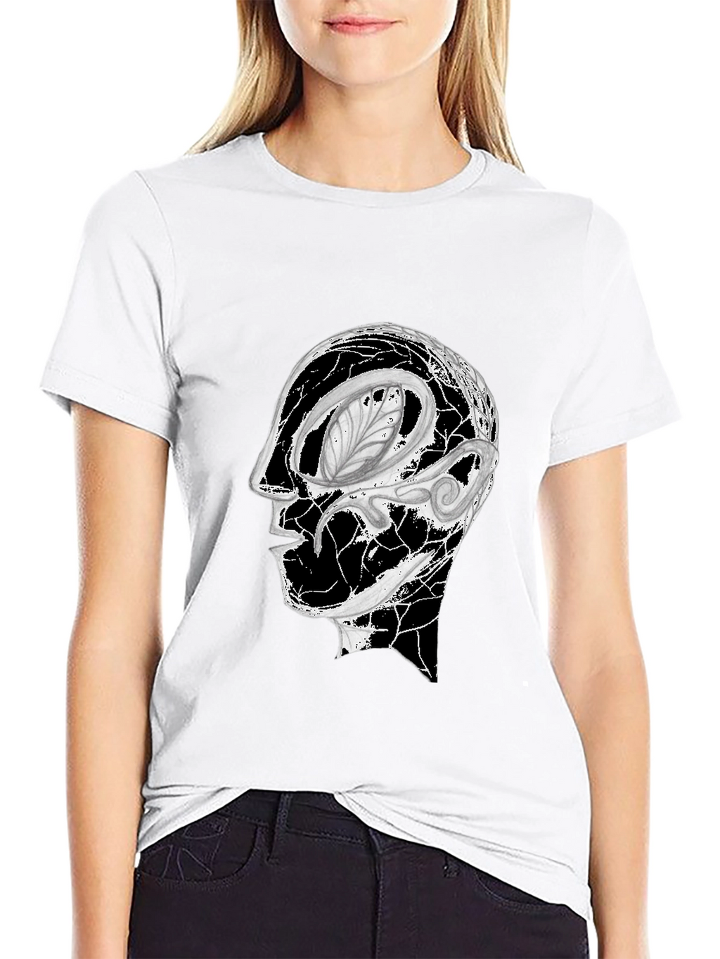 Abstract Head Graphic Black Tee