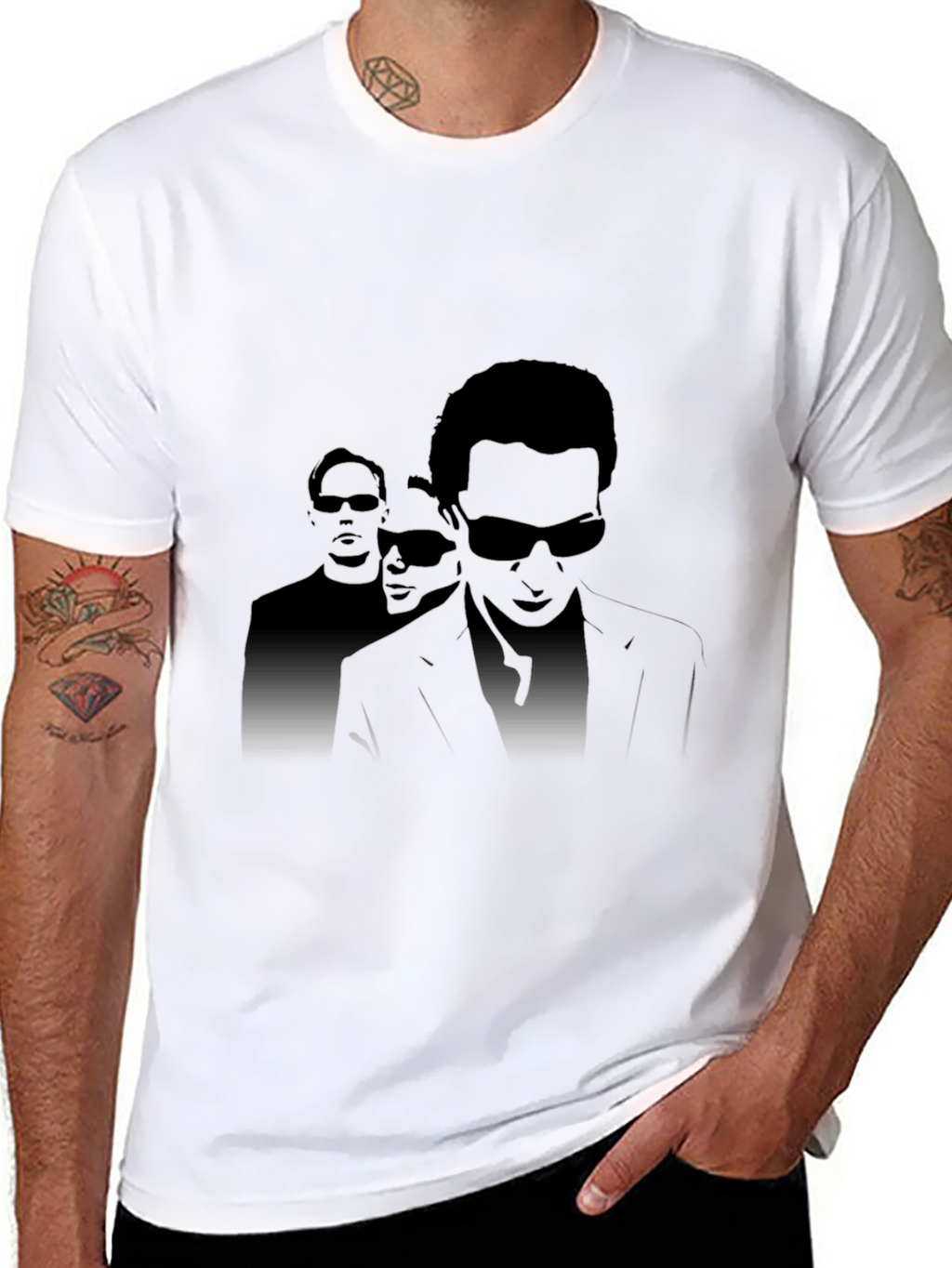 Mens Black Graphic Tee - Sunglasses Silhouette