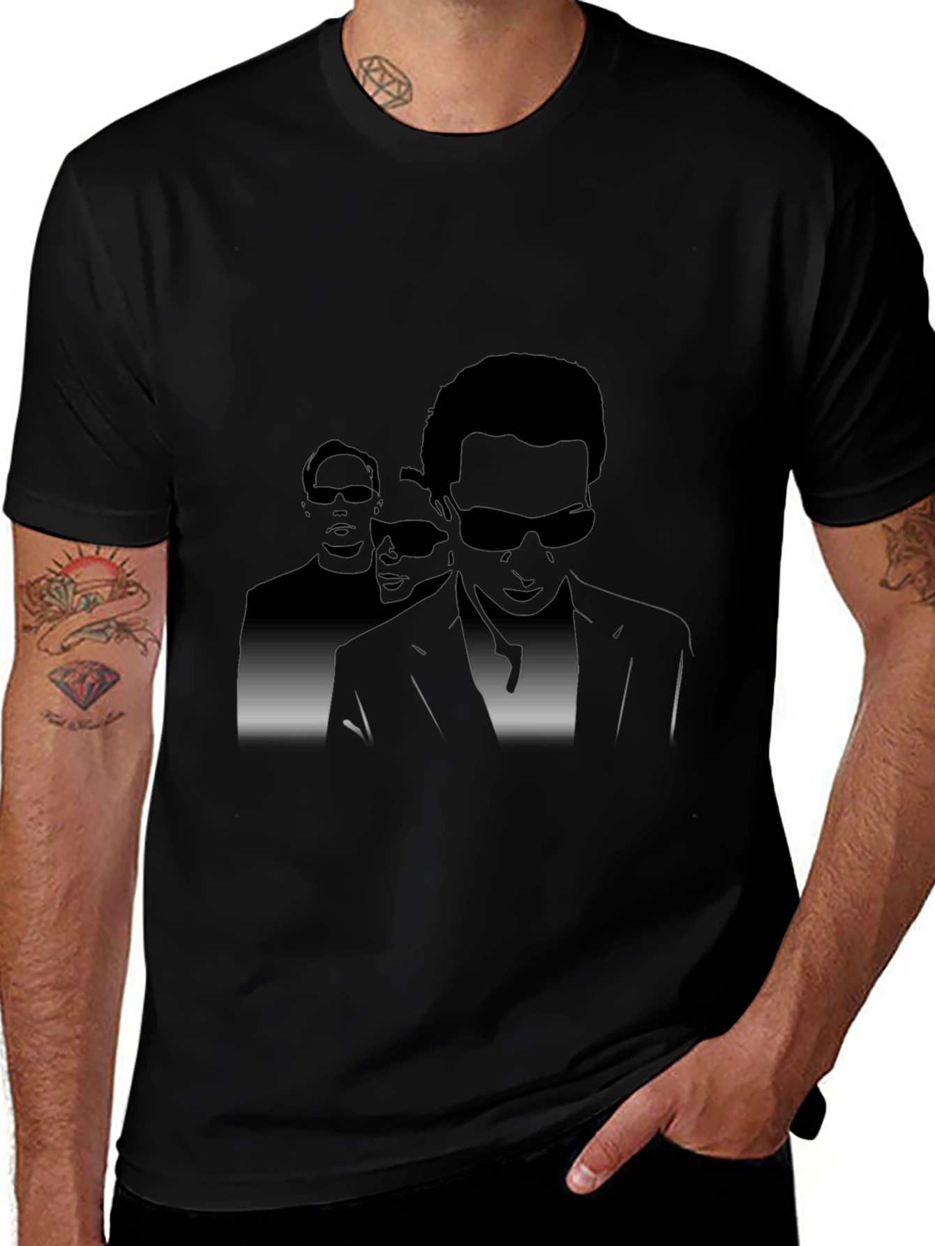 Mens Black Graphic Tee - Sunglasses Silhouette