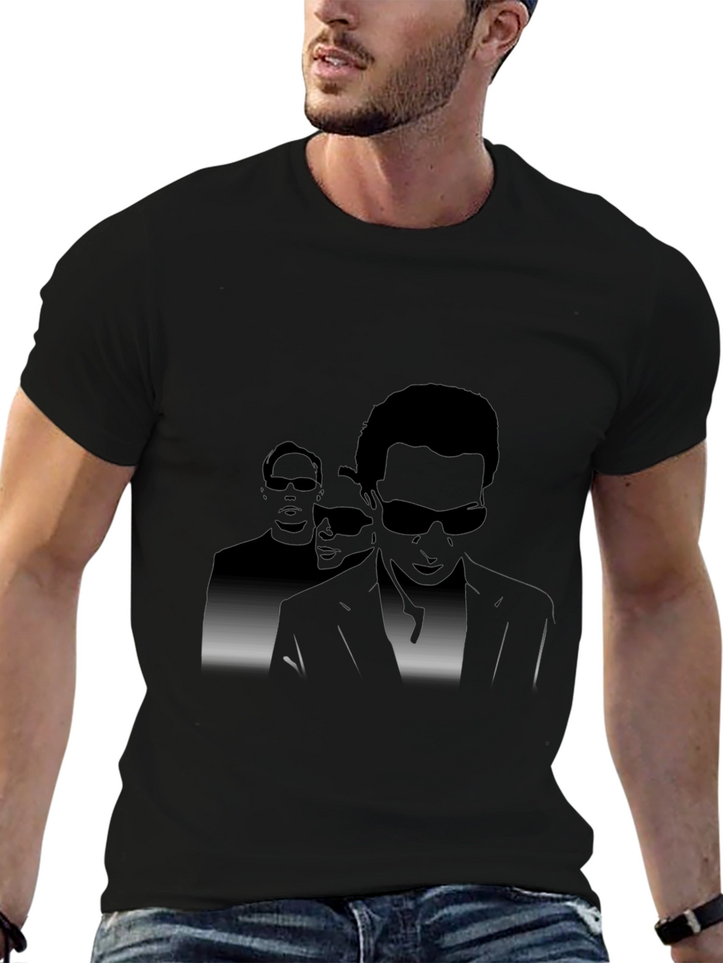 Mens Black Graphic Tee - Sunglasses Silhouette