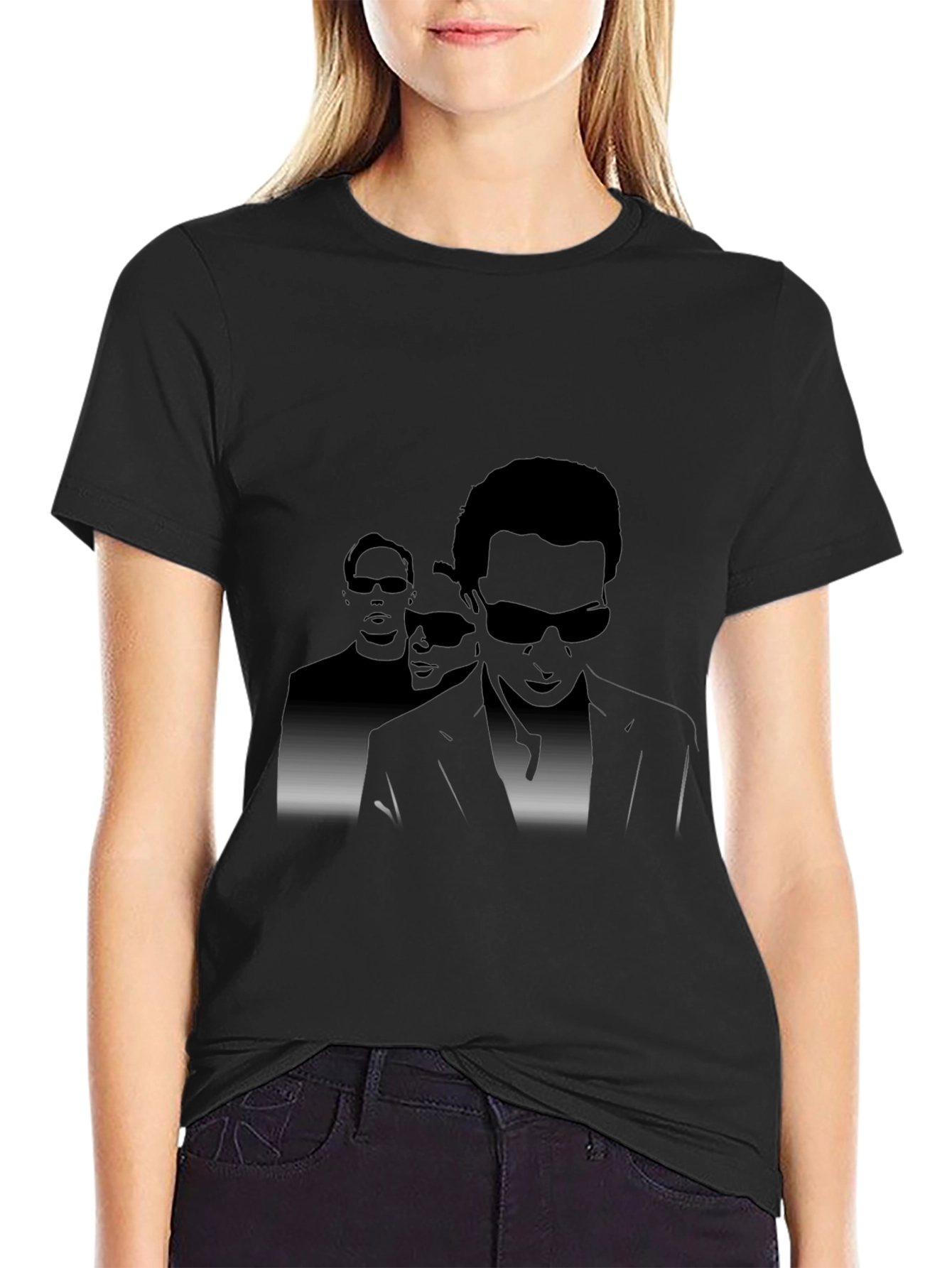 Mens Black Graphic Tee - Sunglasses Silhouette