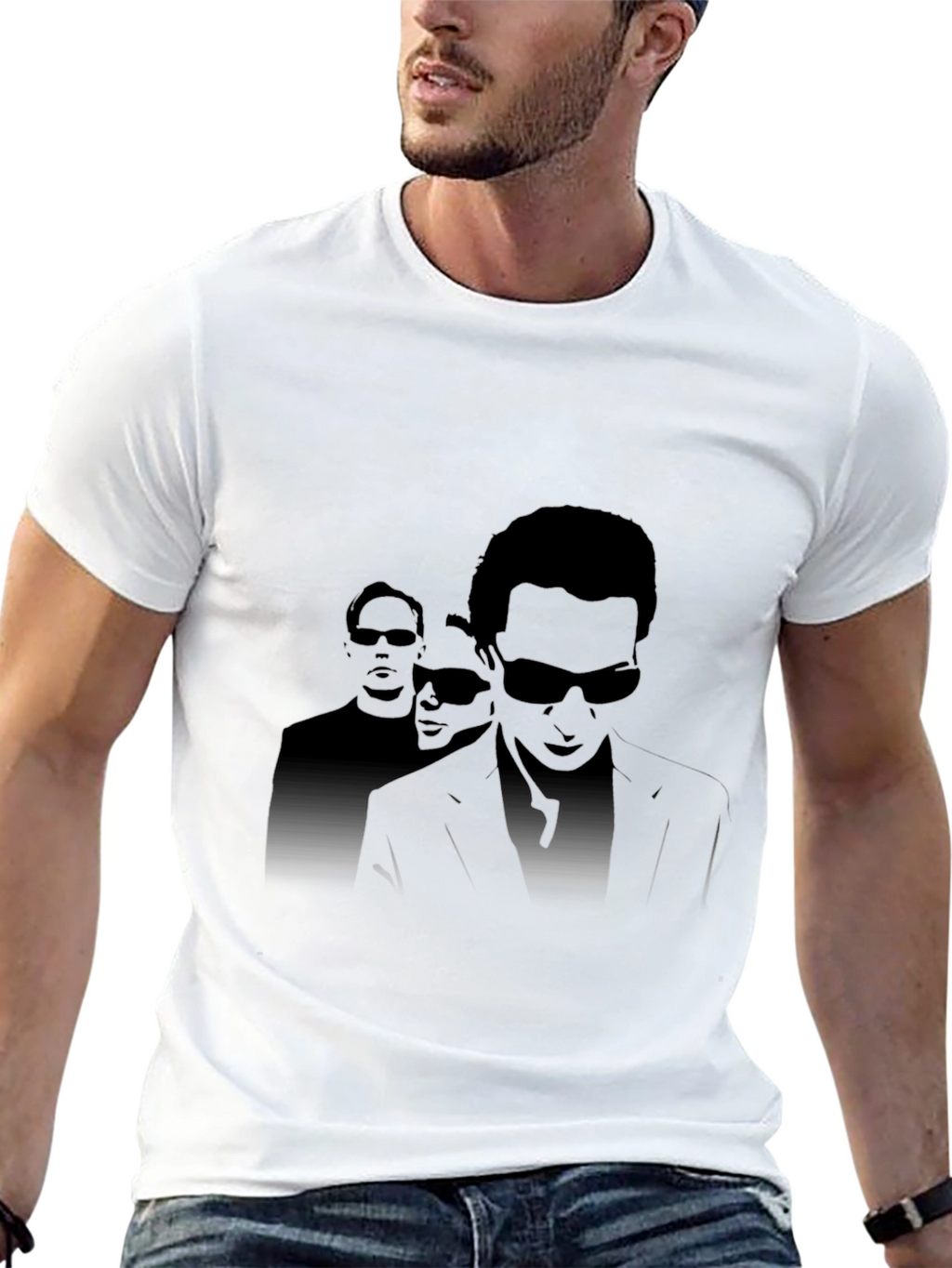 Mens Black Graphic Tee - Sunglasses Silhouette