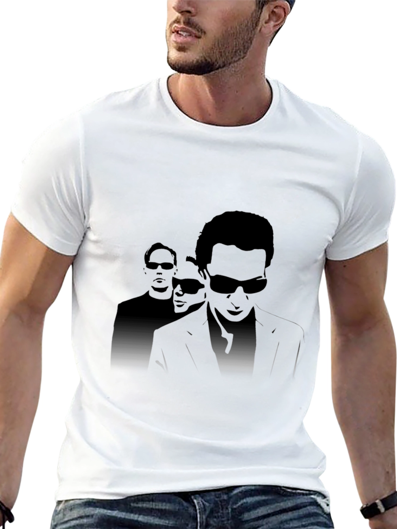 Mens Black Graphic Tee - Sunglasses Silhouette
