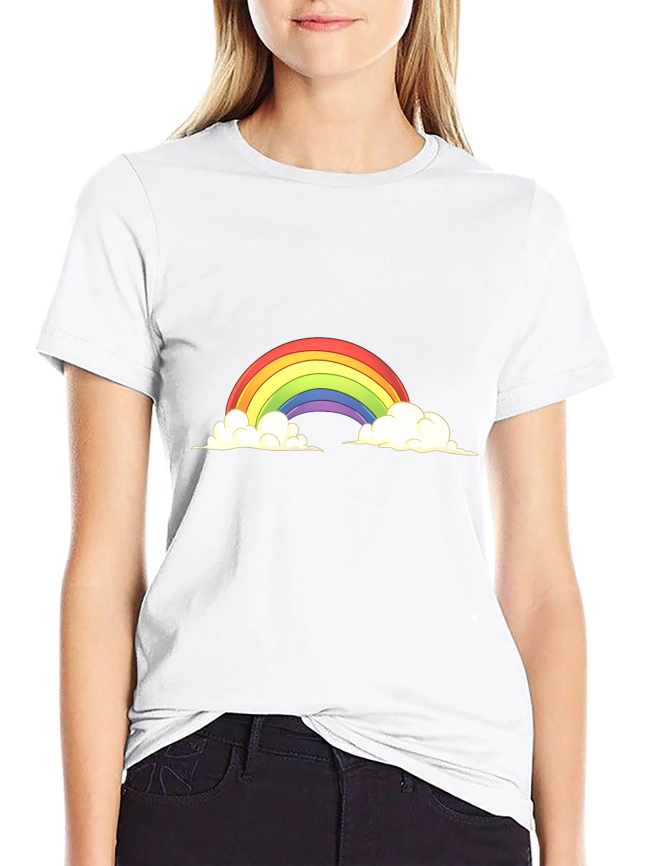 Rainbow Cloud Graphic Tee - Black Cotton Blend