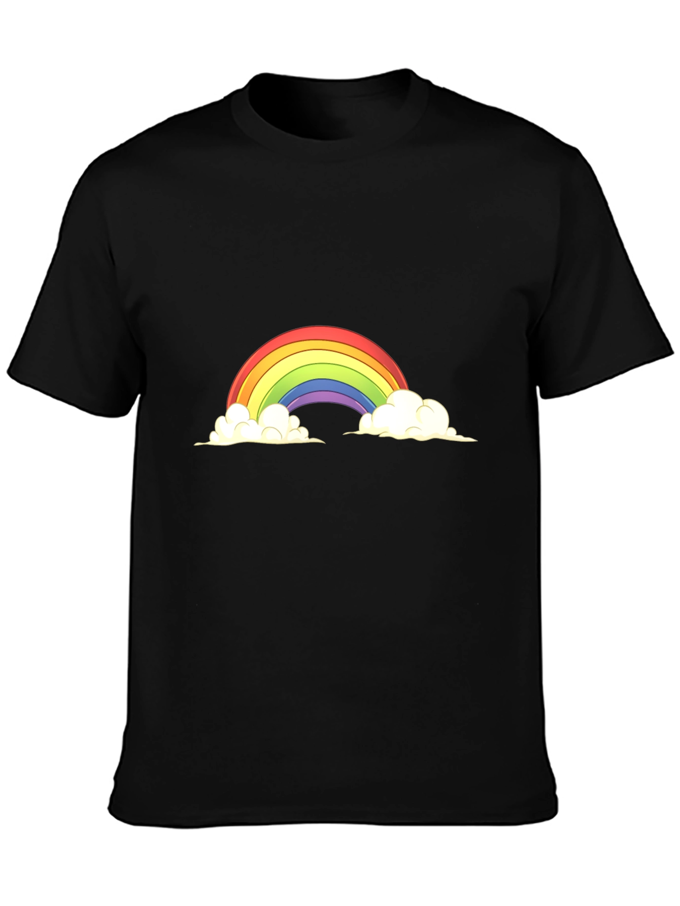 Rainbow Cloud Graphic Tee - Black Cotton Blend