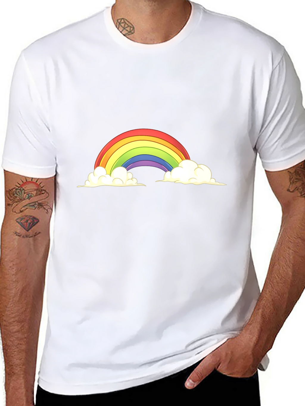 Rainbow Cloud Graphic Tee - Black Cotton Blend