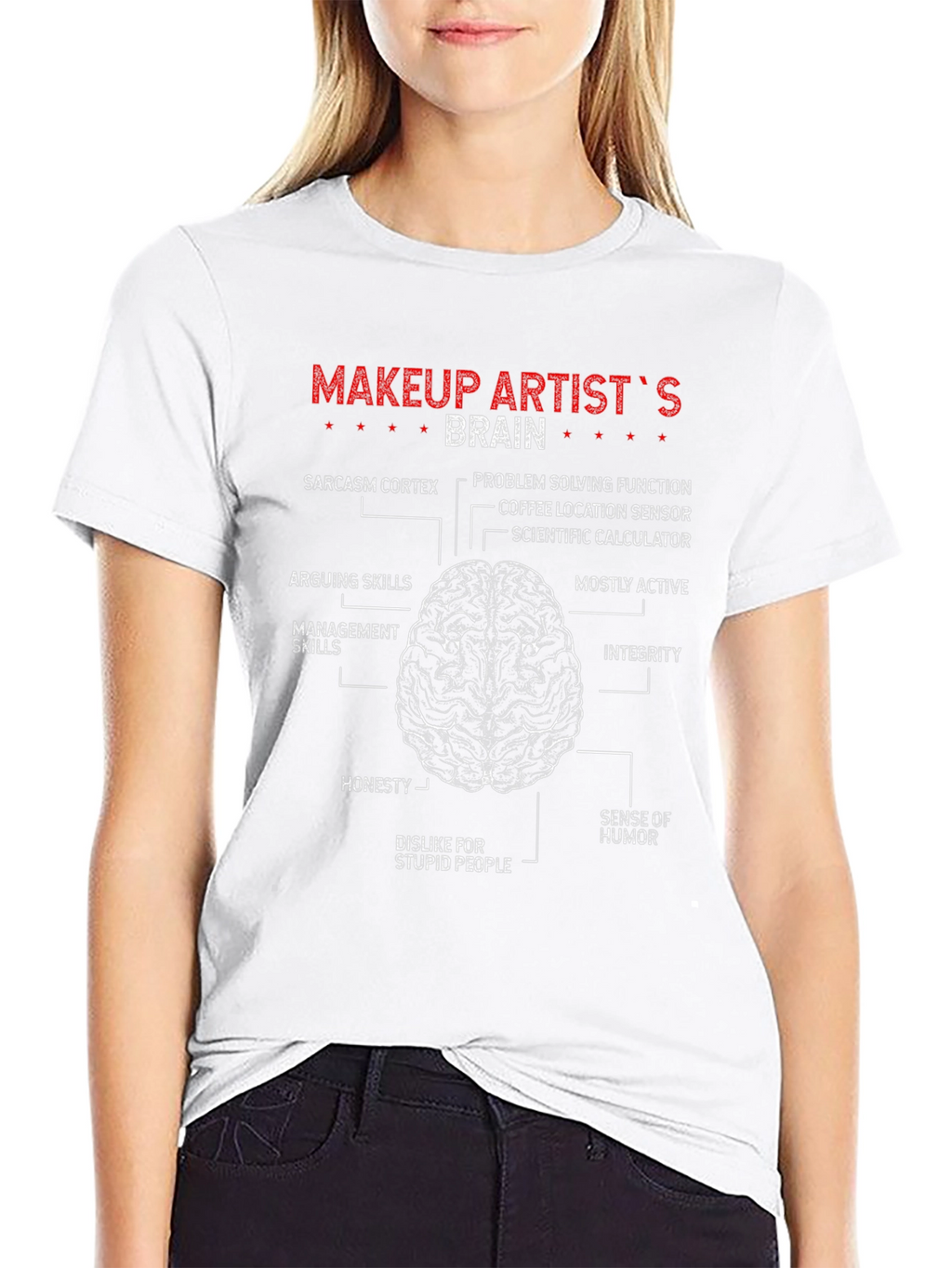 Makeup Artist Brain Diagram T-Shirt Funny Job Tee