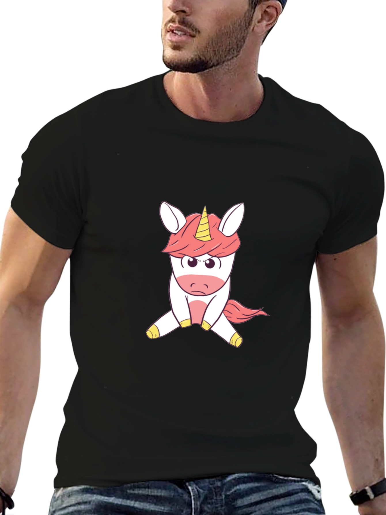 Unicorn Graphic Tee - Soft Black Cotton