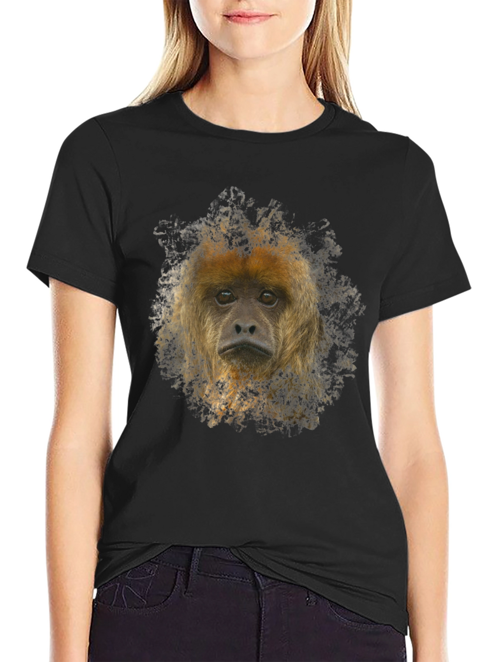 Monkey Face Graphic Black T-Shirt