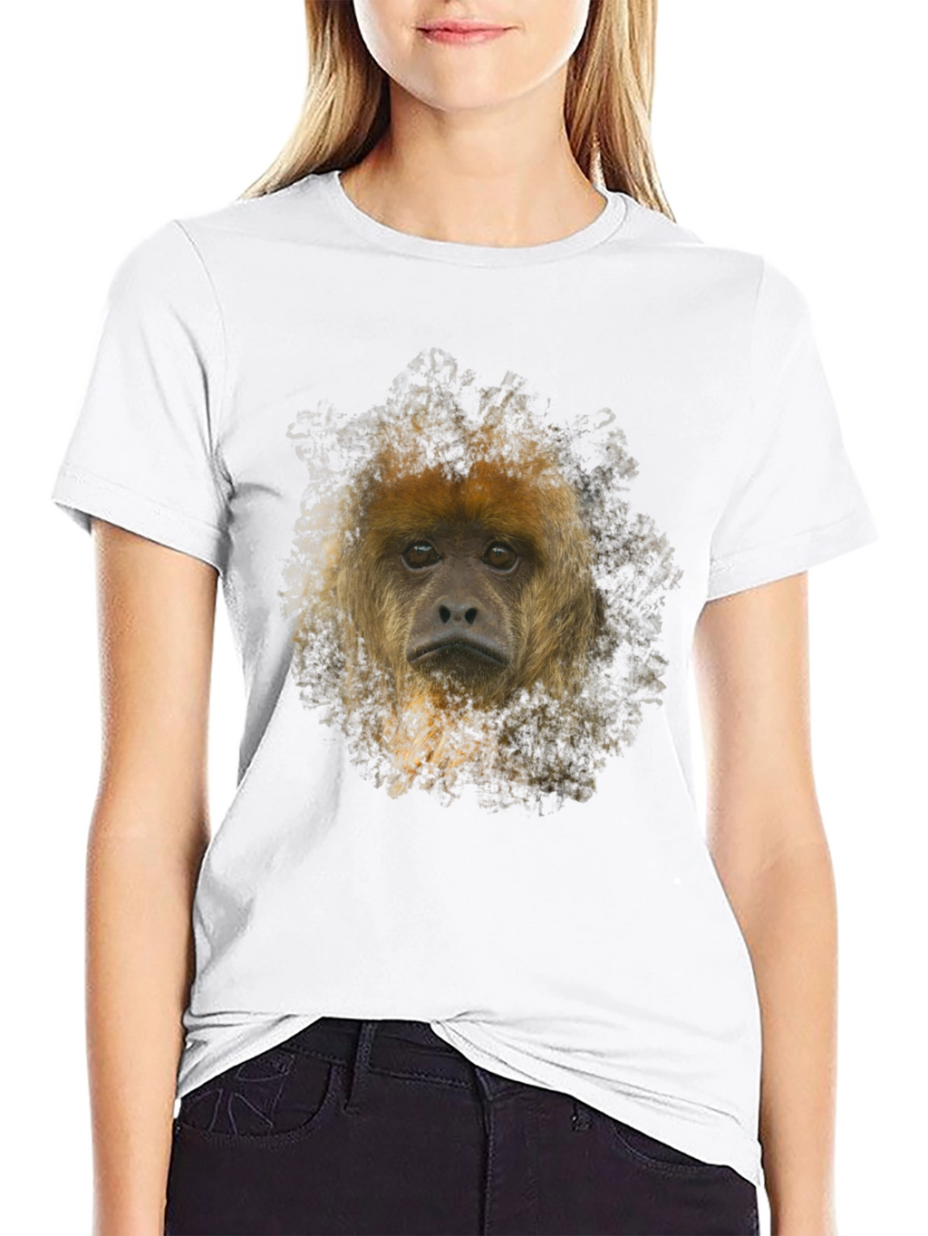 Monkey Face Graphic Black T-Shirt