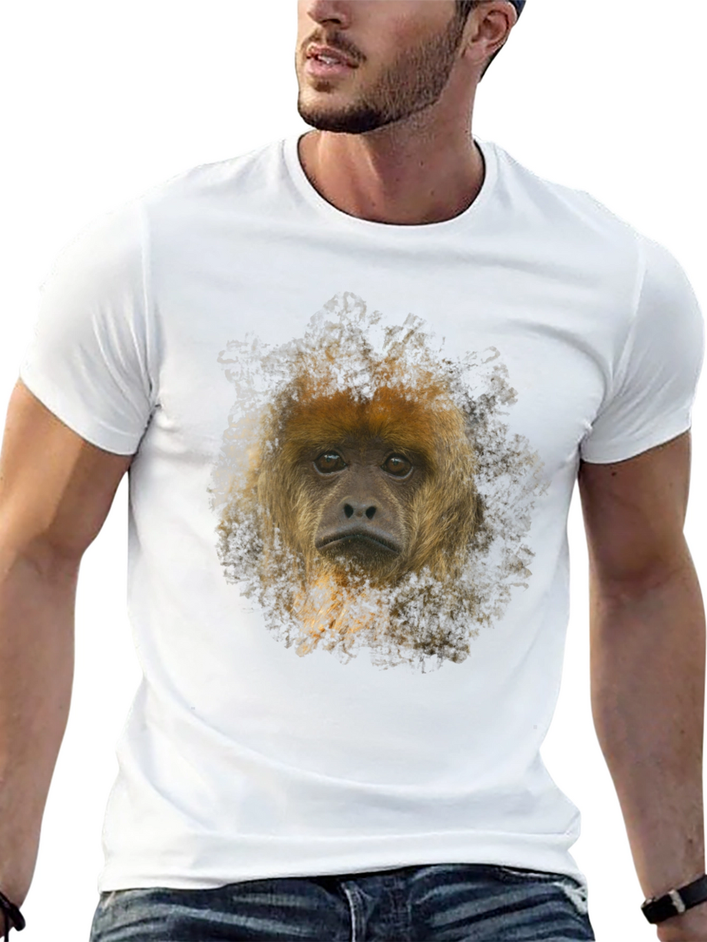 Monkey Face Graphic Black T-Shirt