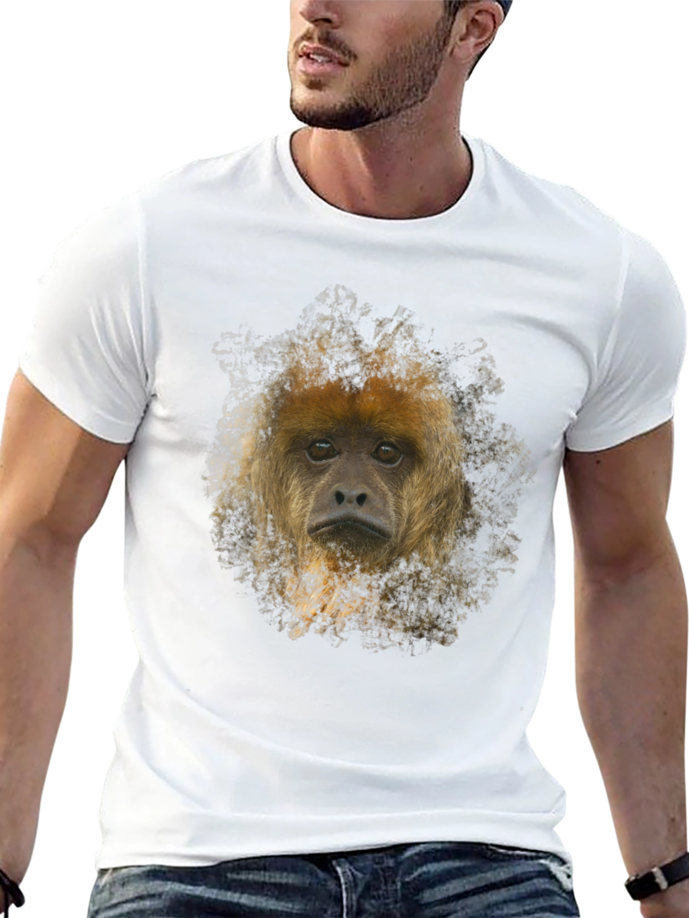Monkey Face Graphic Black T-Shirt