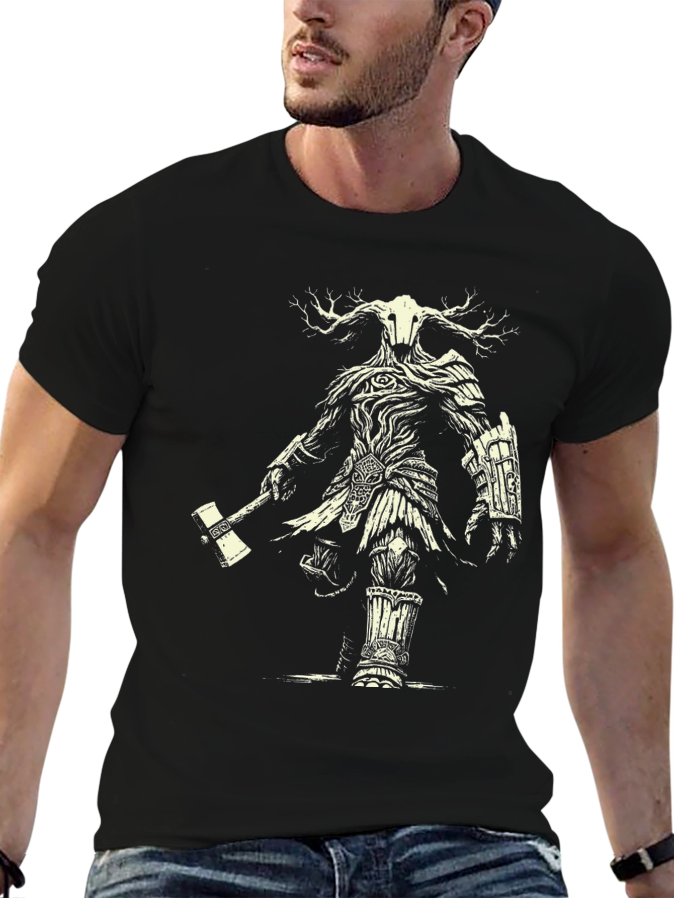 Mystic Forest Warrior Graphic Tee - Black