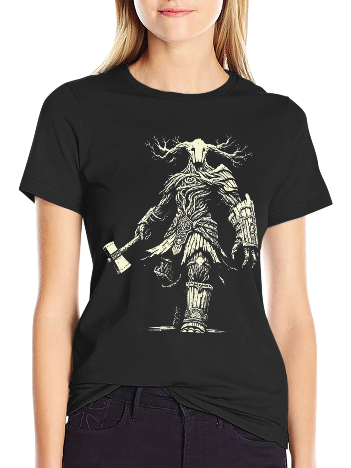 Mystic Forest Warrior Graphic Tee - Black