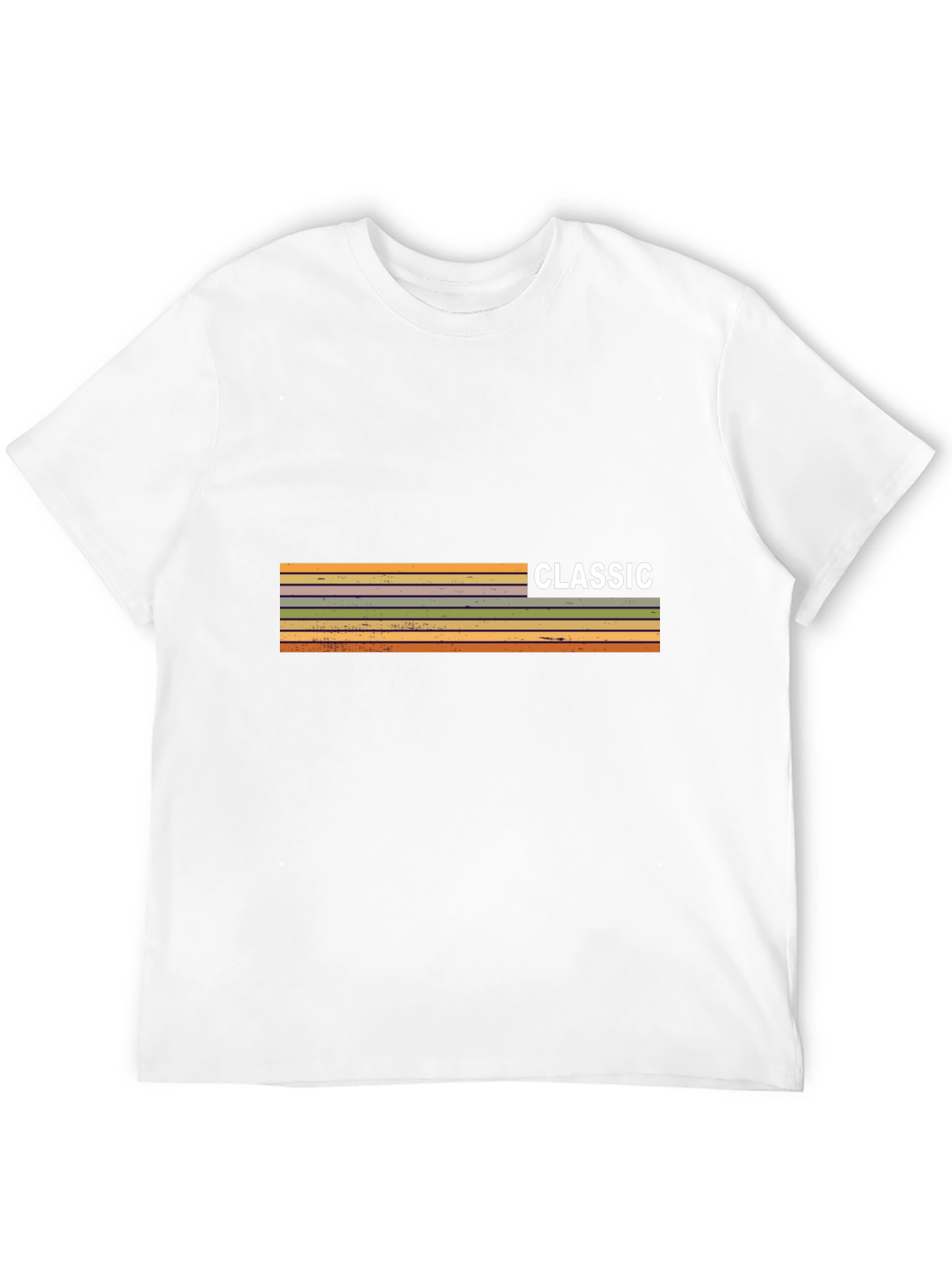 Retro Classic Striped Graphic Tee - Mens Short Sleeve