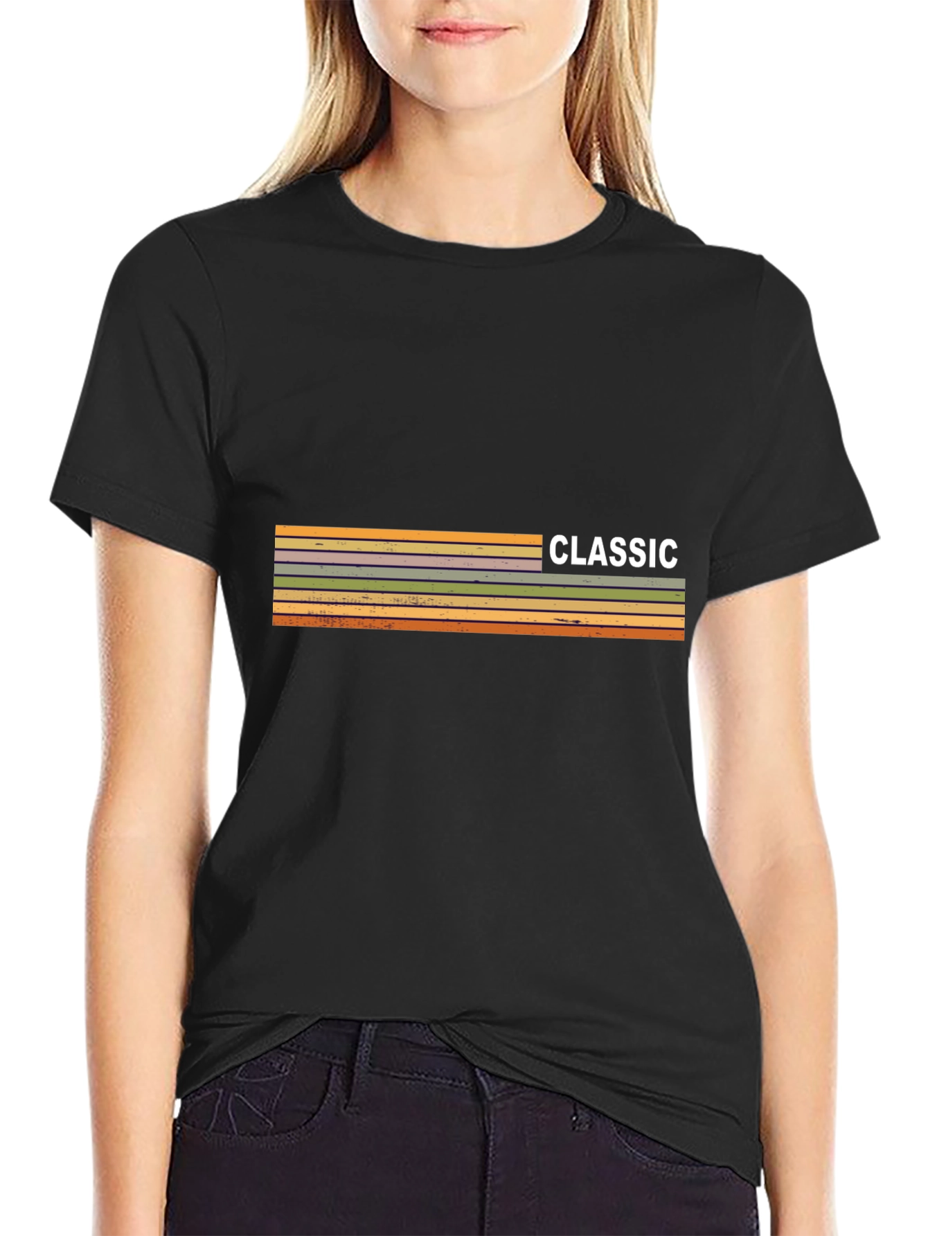 Retro Classic Striped Graphic Tee - Mens Short Sleeve