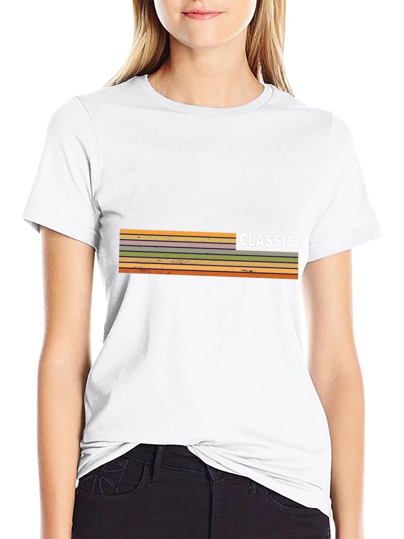 Retro Classic Striped Graphic Tee - Mens Short Sleeve