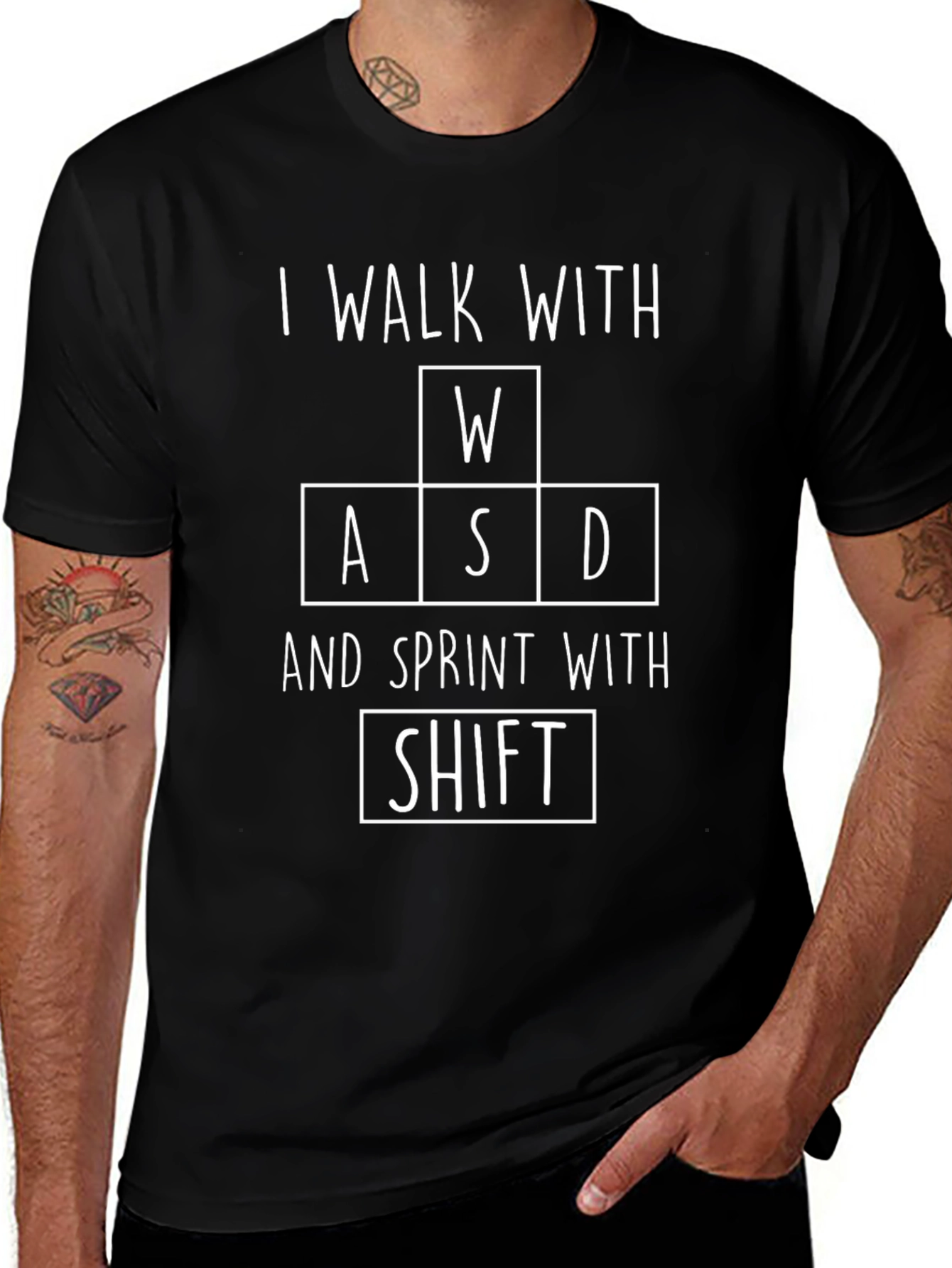 Gamer T-Shirt - I Walk With WASD Sprint With Shift