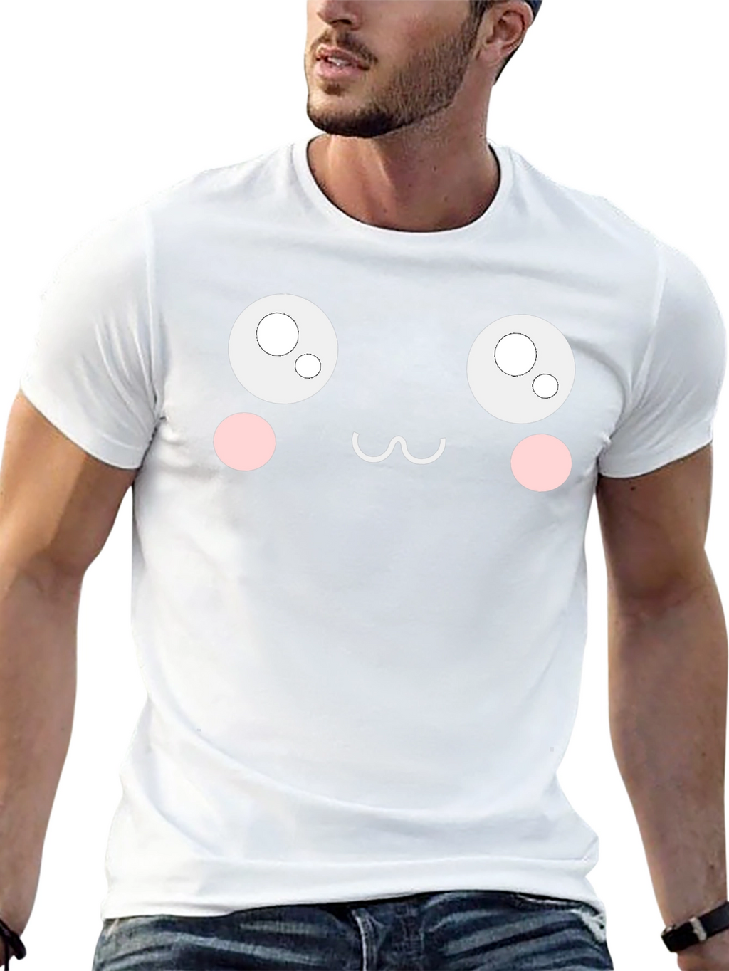 Cute Anime Face Black T-Shirt
