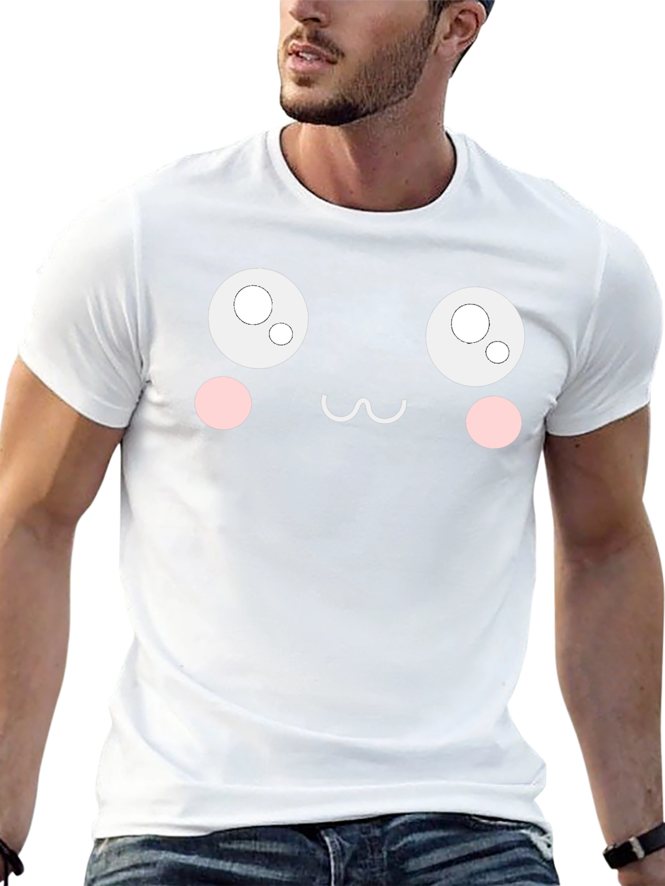 Cute Anime Face Black T-Shirt